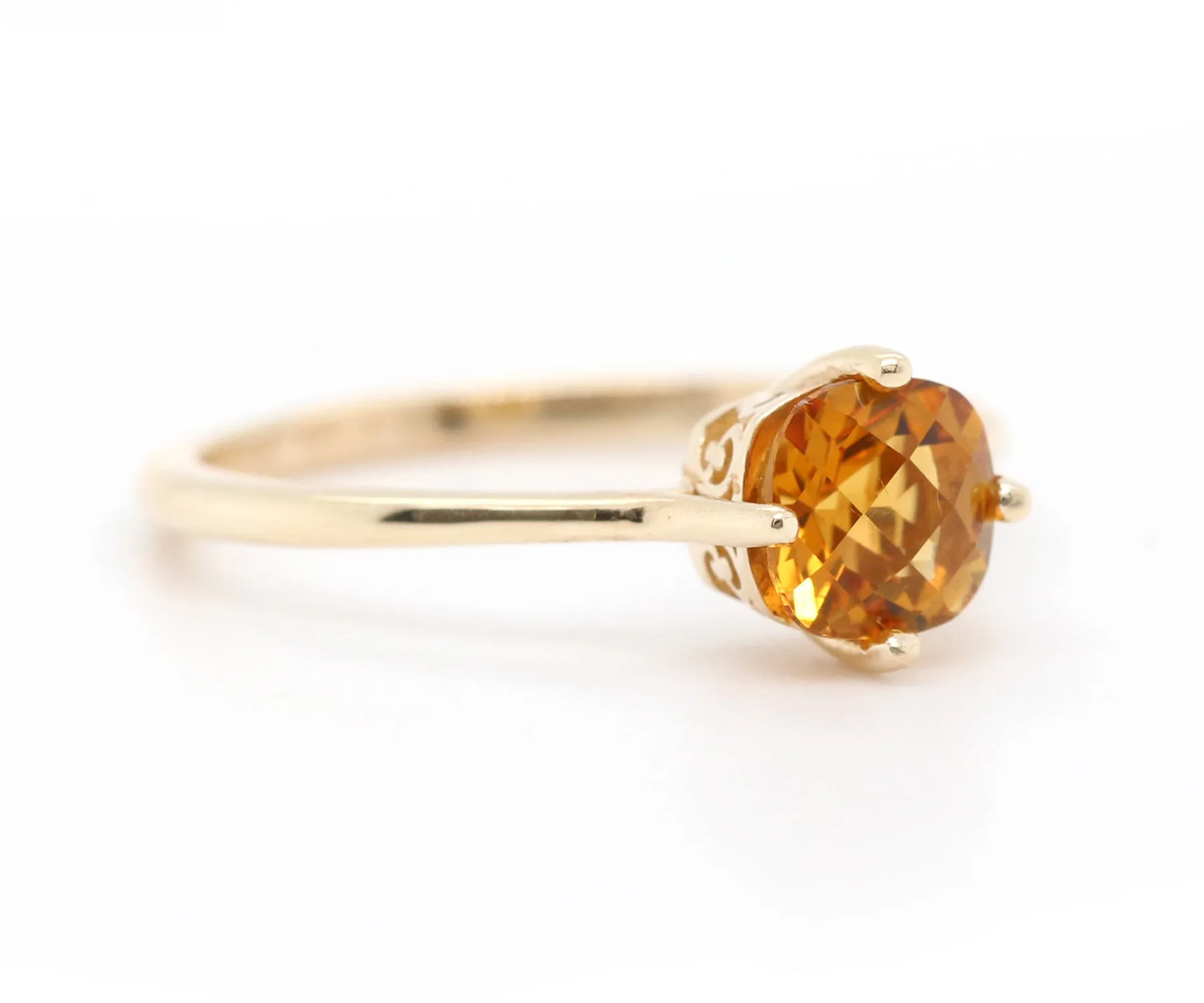 Antique Yellow Citrine Solitaire Ring