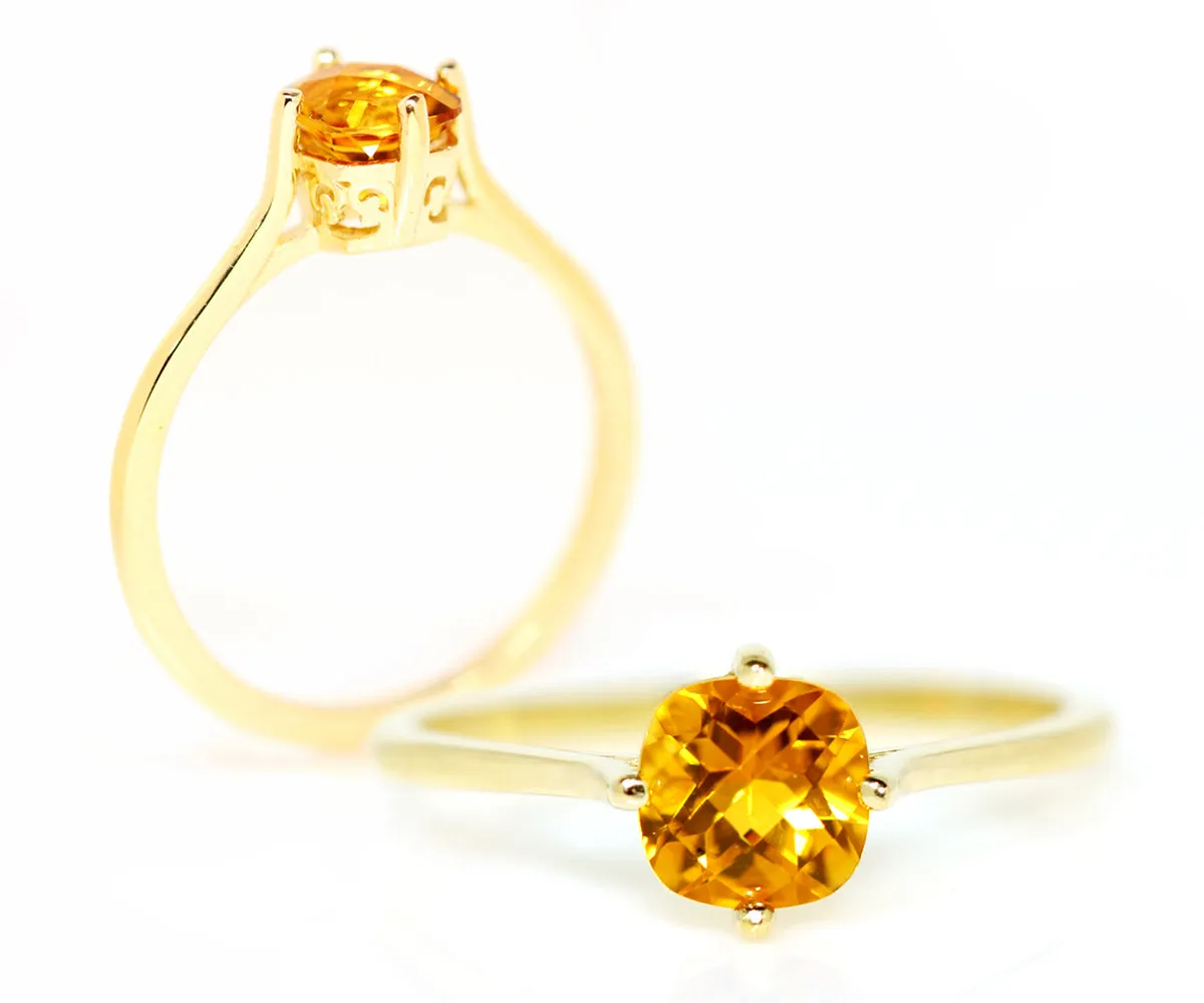 Antique Yellow Citrine Solitaire Ring