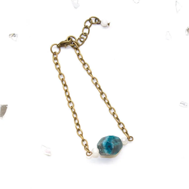 Apatite and Rainbow Moonstone Bracelet