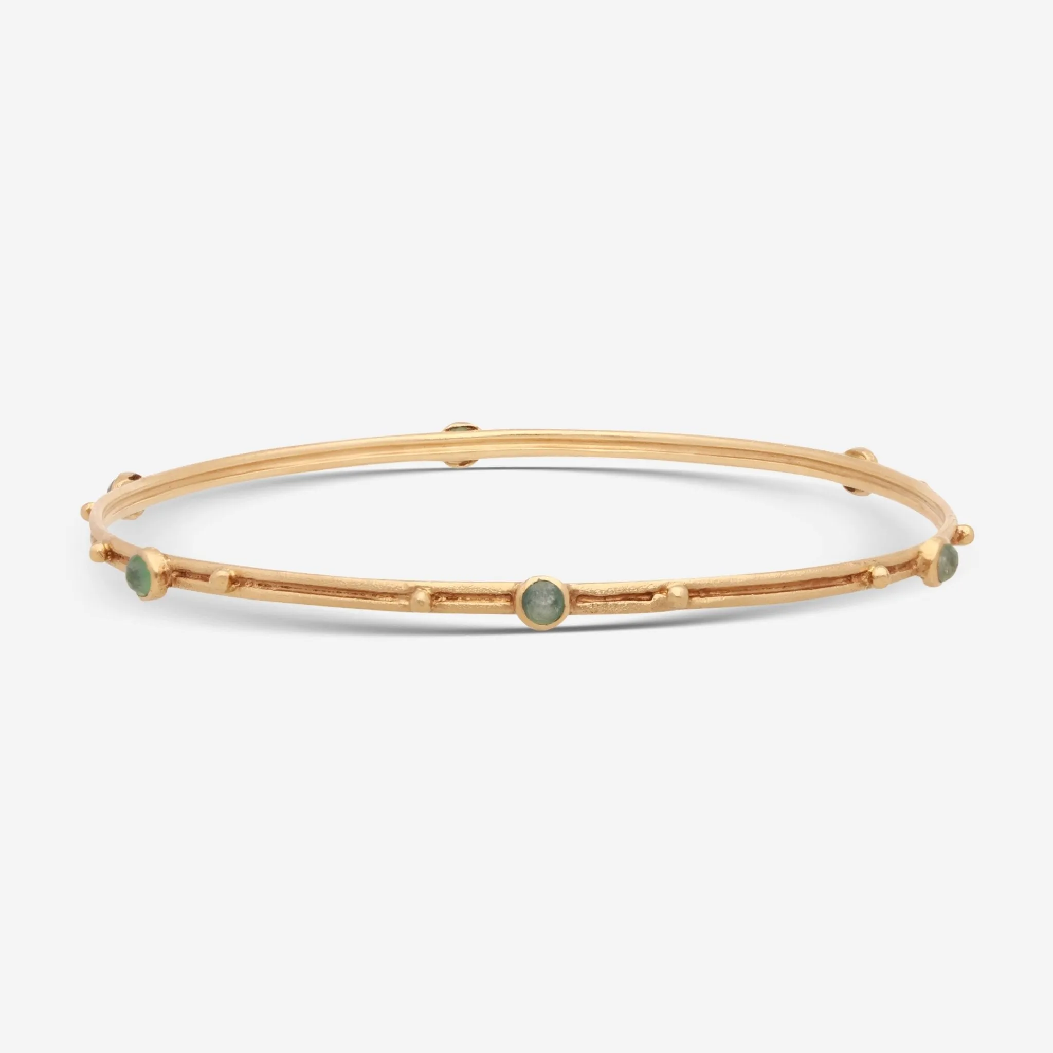 Armenta Sueno 18k Gold Bangle Bracelet with Chrysoprase and Rainbow Moonstone 10036