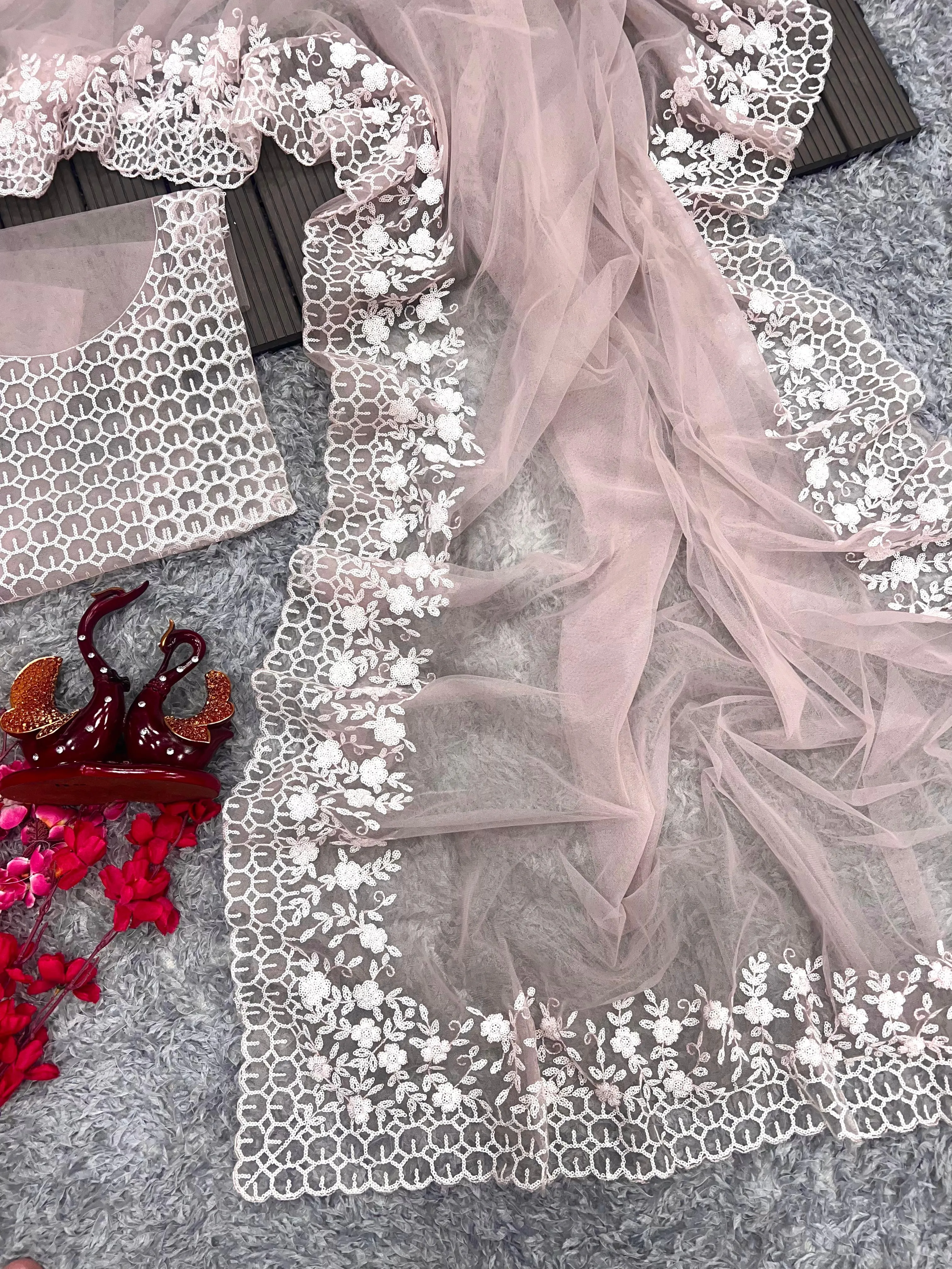 Beautiful Designer Bollywood Soft Net Sequence Saree
