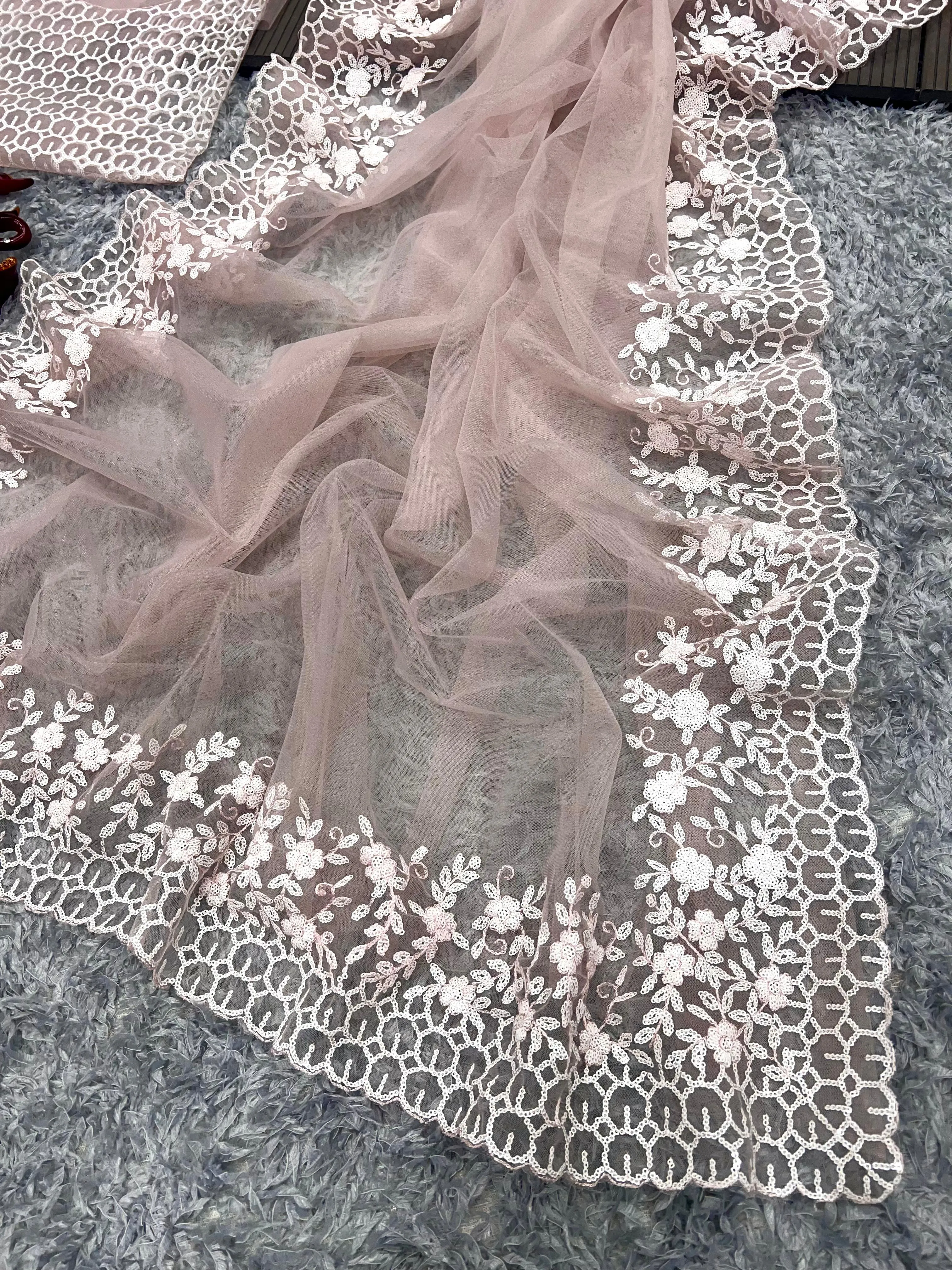 Beautiful Designer Bollywood Soft Net Sequence Saree