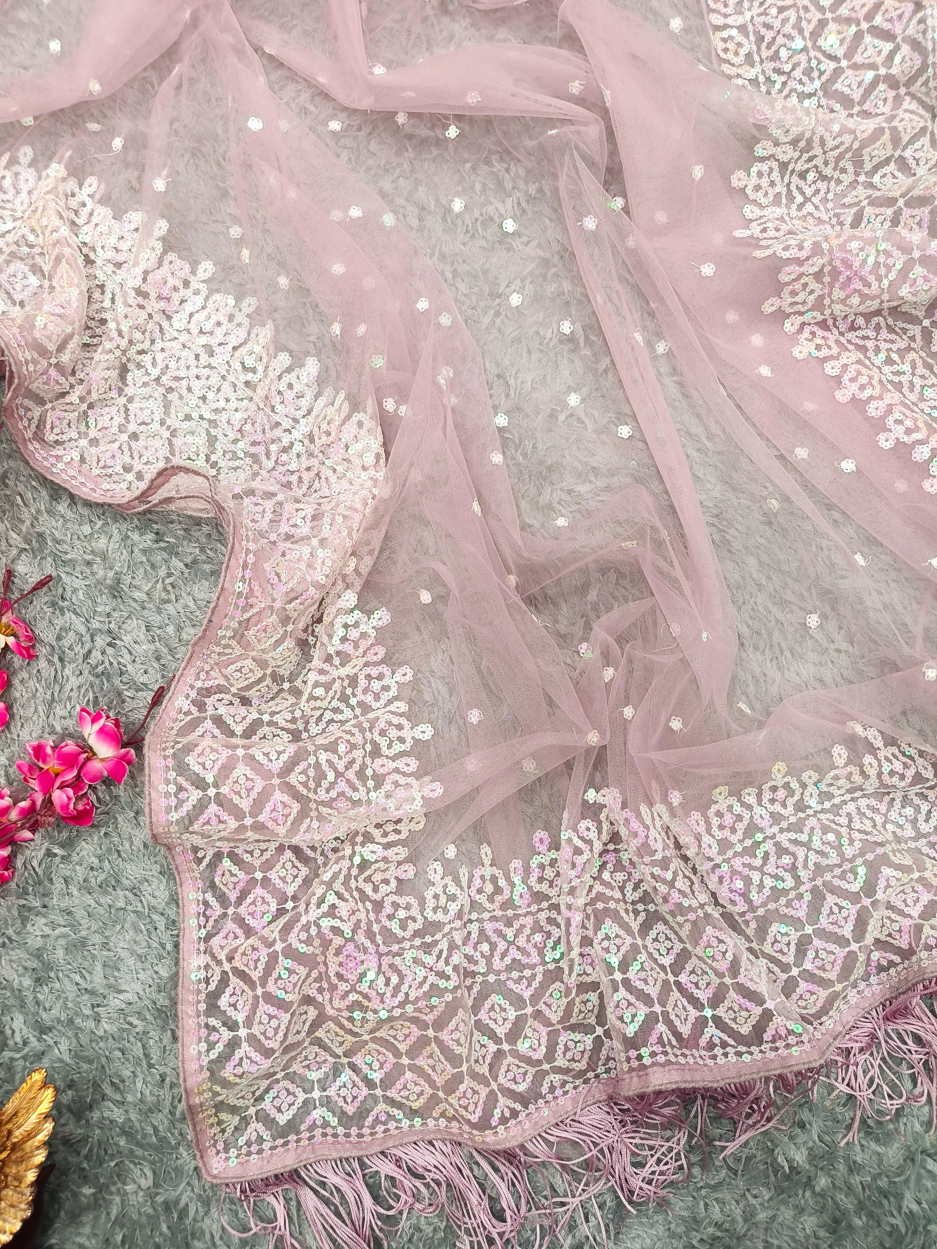Beautiful Designer Heavy Georgette Soft Net Exclusive Sequanc Saree