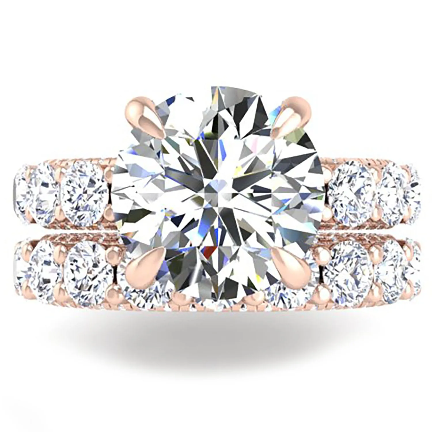 Ben Garelick Alpha 4 Carat Round Diamond Engagement Ring with Large Side Diamonds