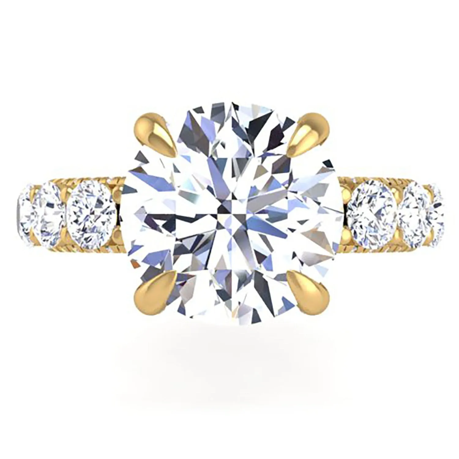 Ben Garelick Alpha 4 Carat Round Diamond Engagement Ring with Large Side Diamonds