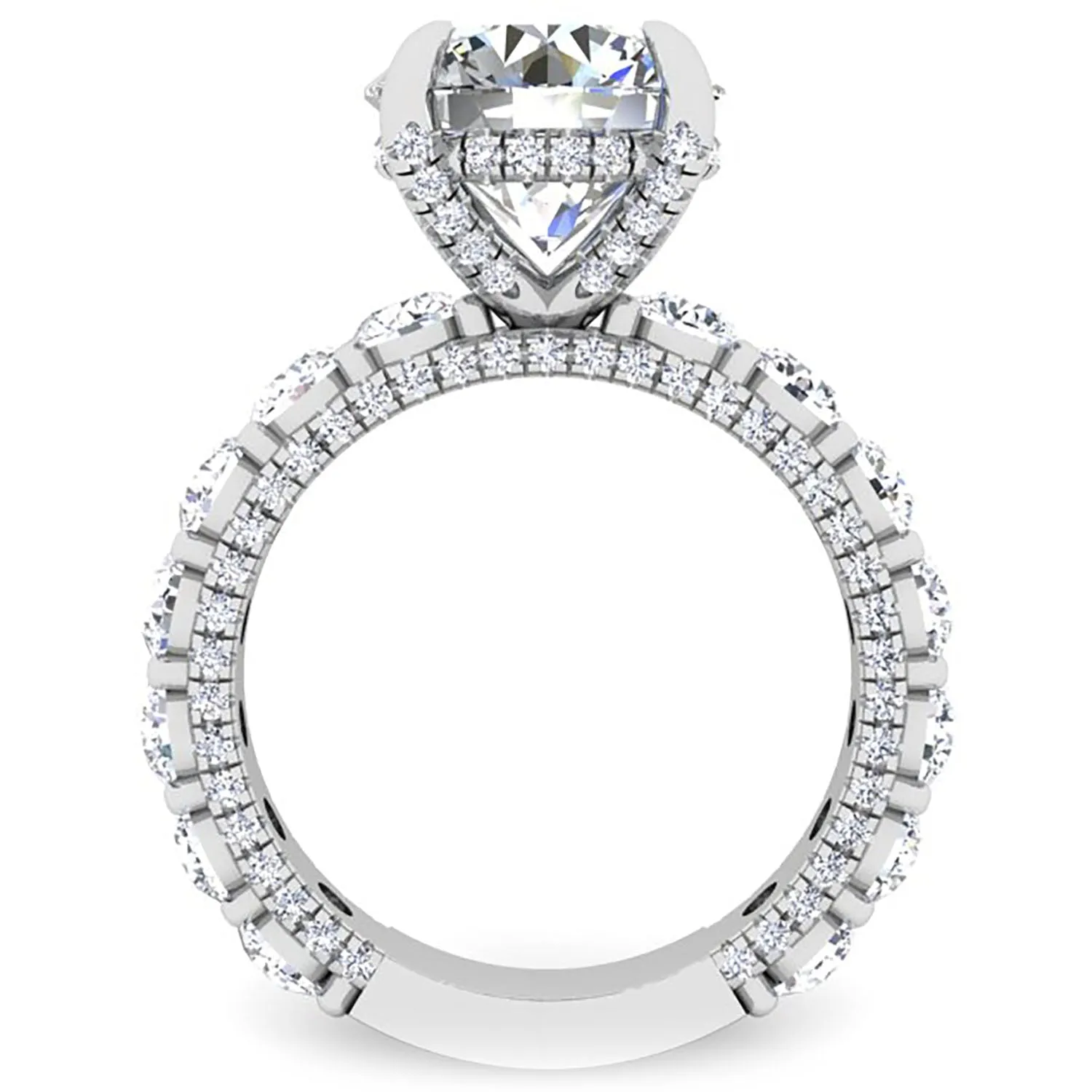 Ben Garelick Alpha 4 Carat Round Diamond Engagement Ring with Large Side Diamonds