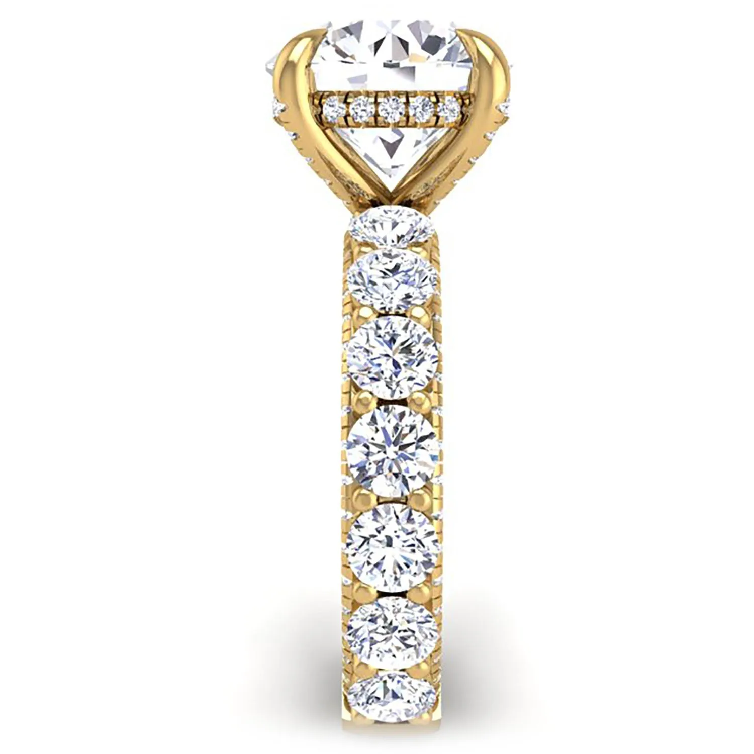 Ben Garelick Alpha 4 Carat Round Diamond Engagement Ring with Large Side Diamonds