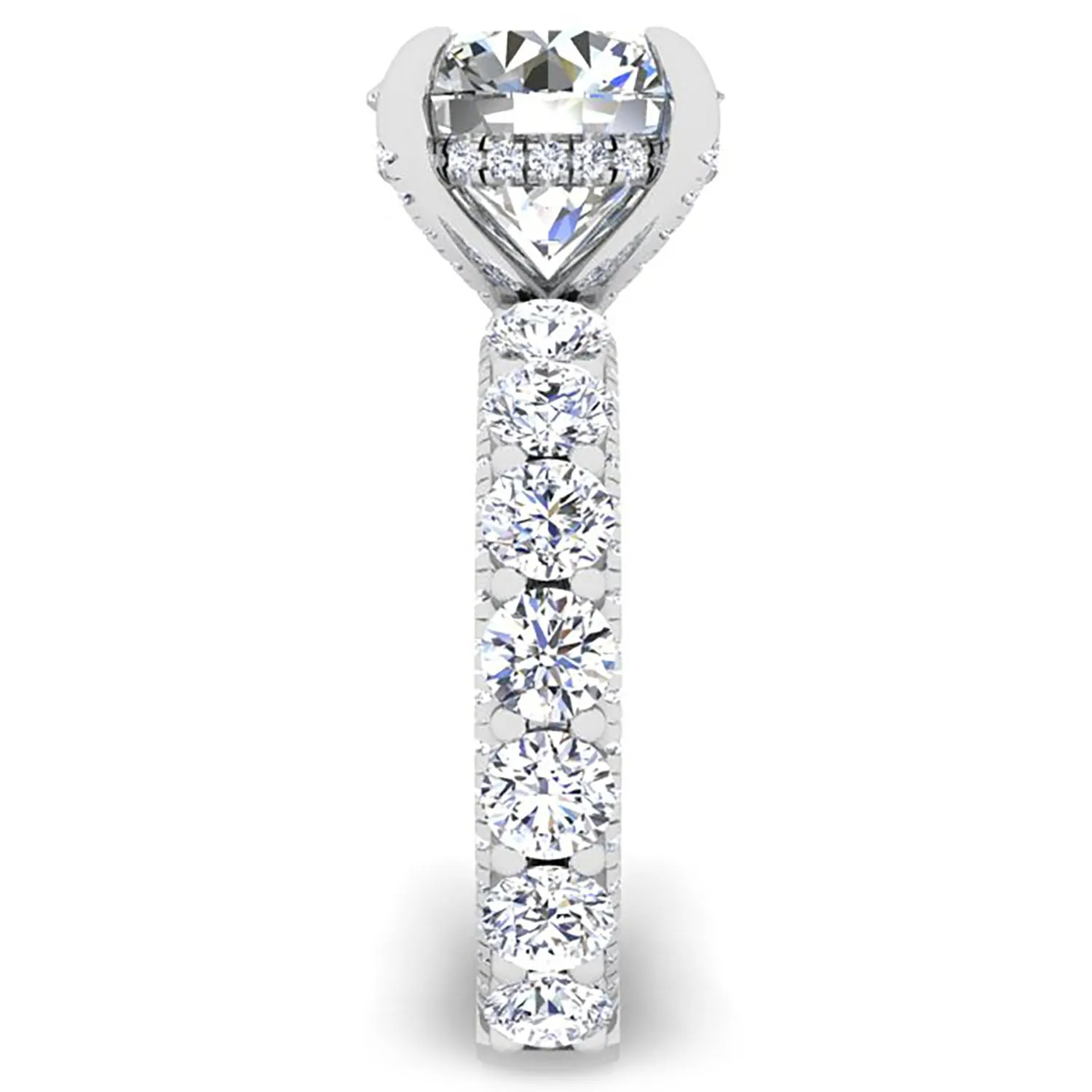 Ben Garelick Alpha 4 Carat Round Diamond Engagement Ring with Large Side Diamonds