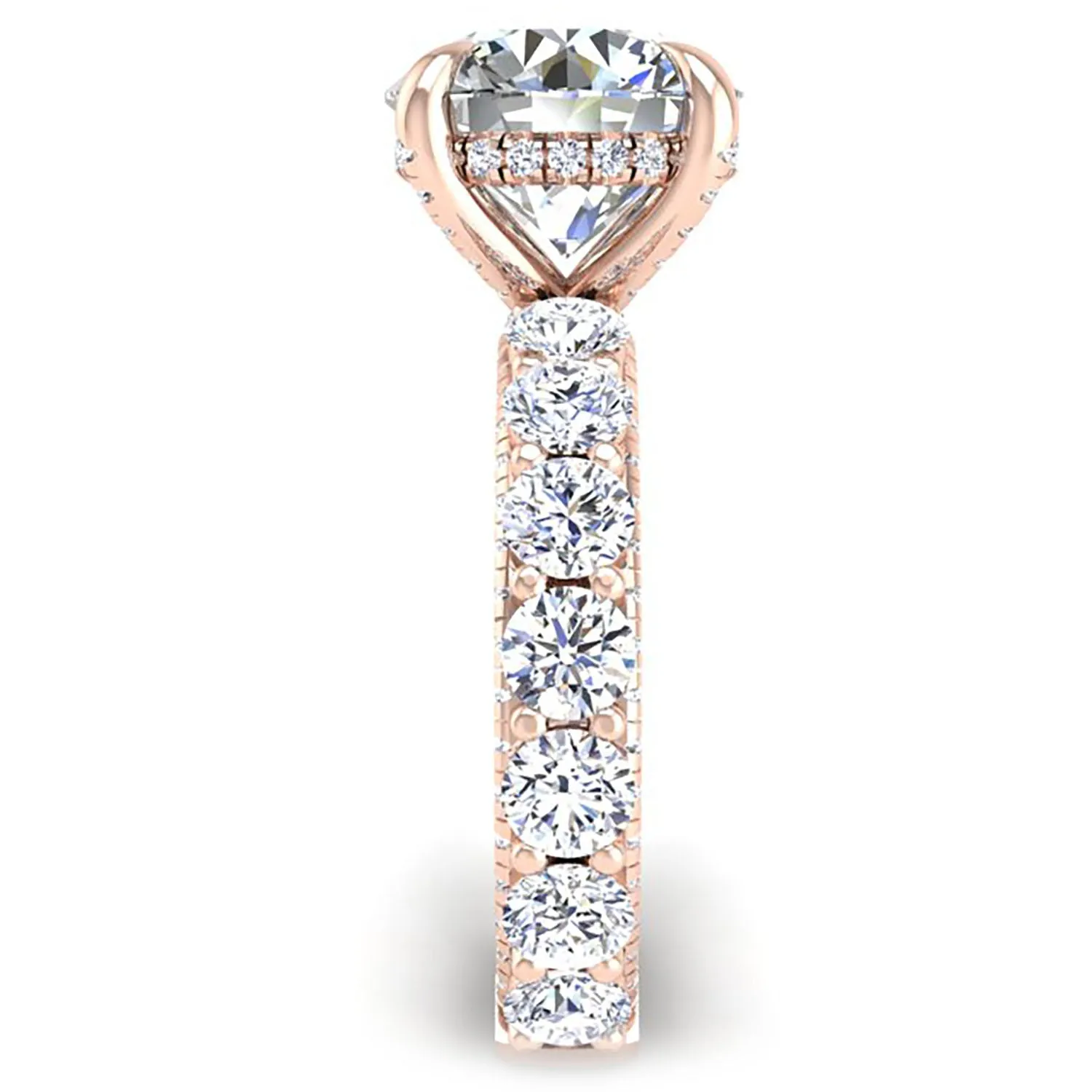 Ben Garelick Alpha 4 Carat Round Diamond Engagement Ring with Large Side Diamonds