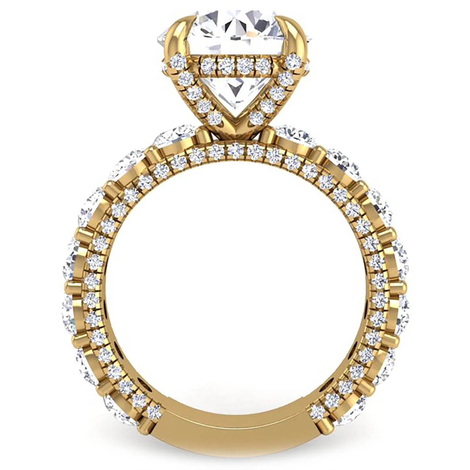 Ben Garelick Alpha 4 Carat Round Diamond Engagement Ring with Large Side Diamonds