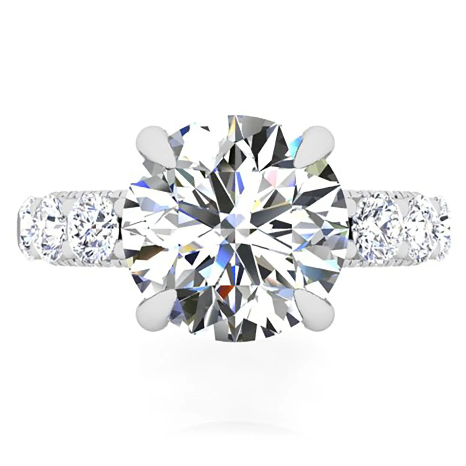 Ben Garelick Alpha 4 Carat Round Diamond Engagement Ring with Large Side Diamonds