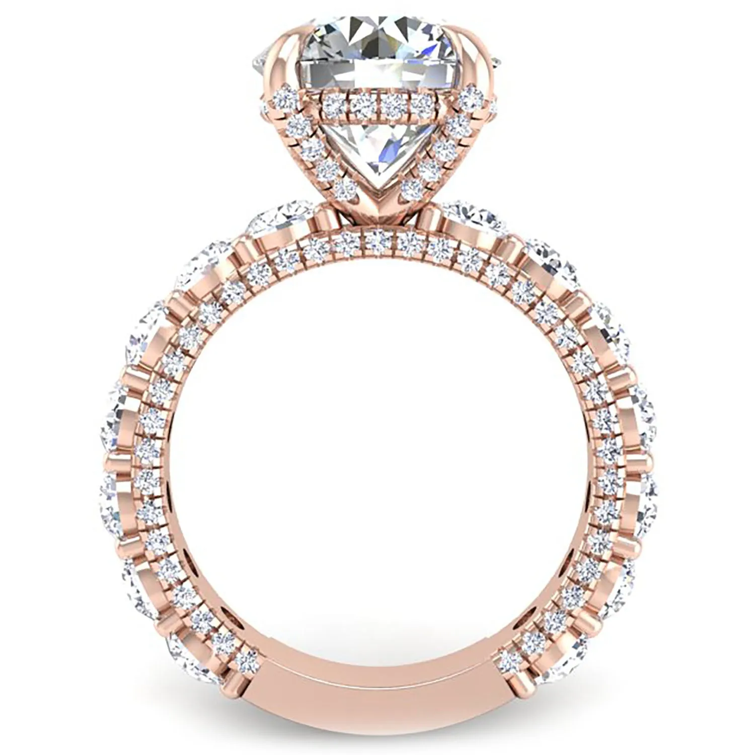 Ben Garelick Alpha 4 Carat Round Diamond Engagement Ring with Large Side Diamonds