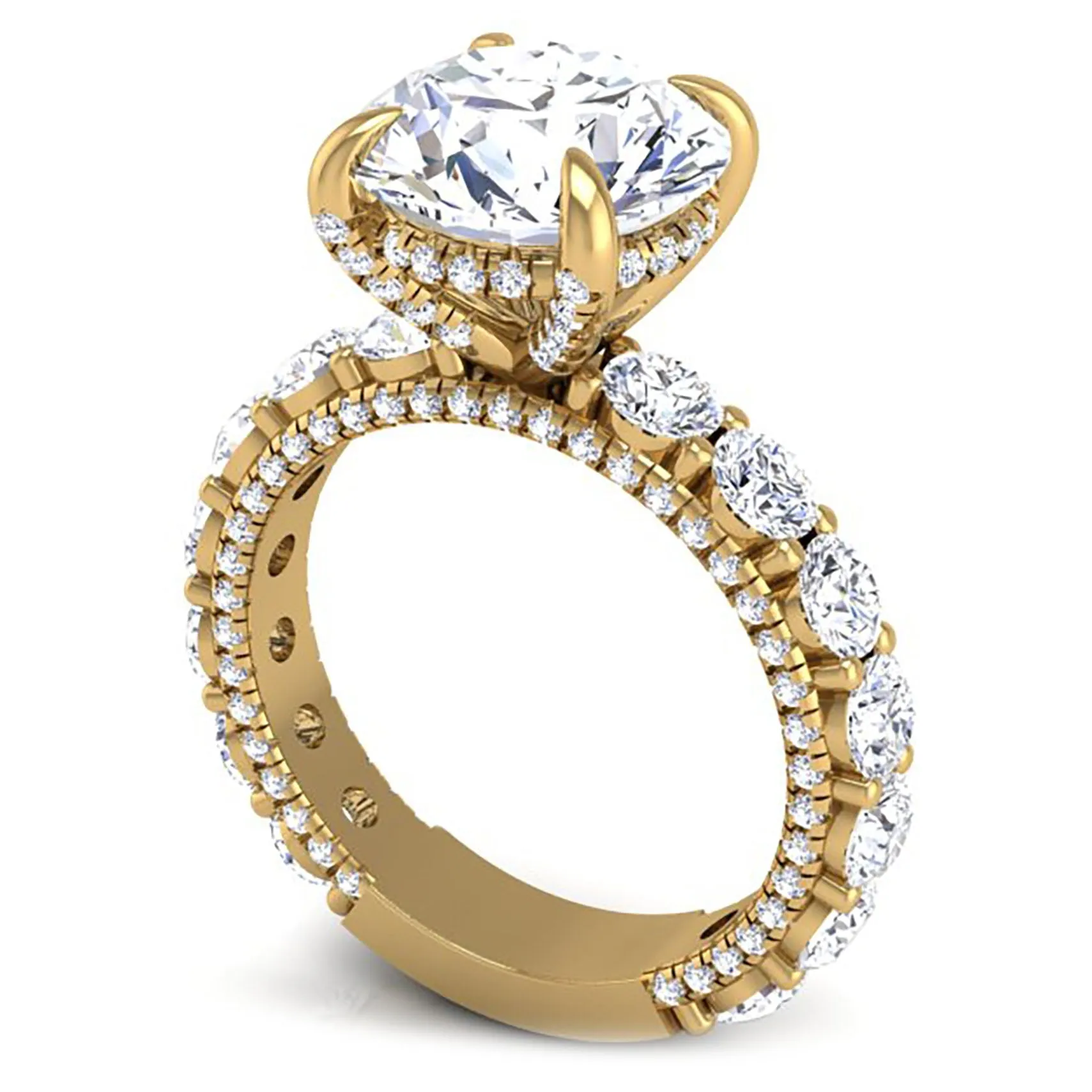 Ben Garelick Alpha 4 Carat Round Diamond Engagement Ring with Large Side Diamonds
