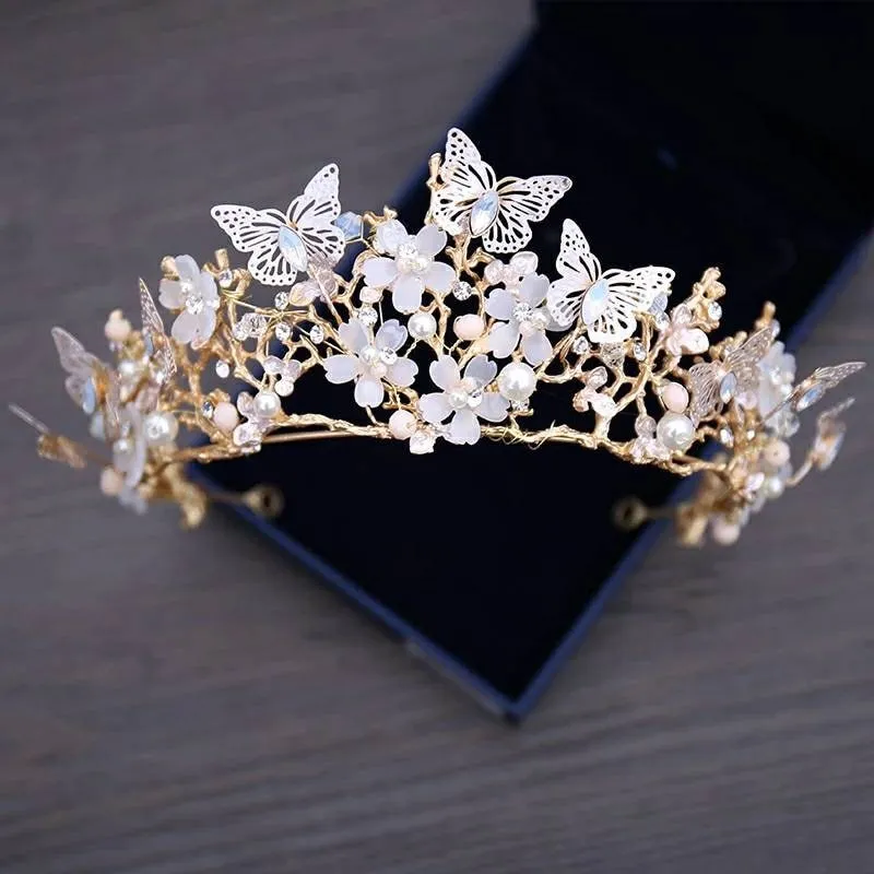 Butterfly Princess Tiara Detailed  Queen headdress  bridal Halloween cosplay diadem