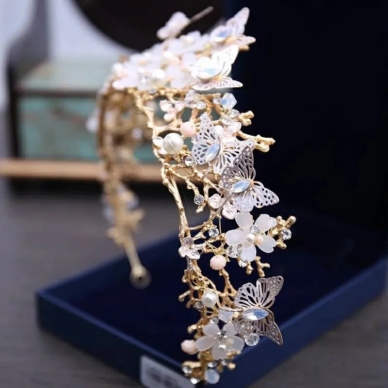 Butterfly Princess Tiara Detailed  Queen headdress  bridal Halloween cosplay diadem