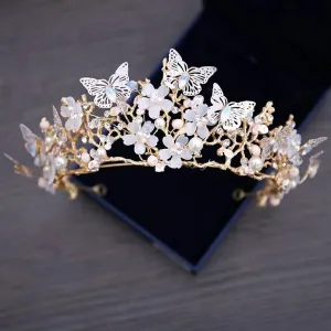 Butterfly Princess Tiara Detailed  Queen headdress  bridal Halloween cosplay diadem