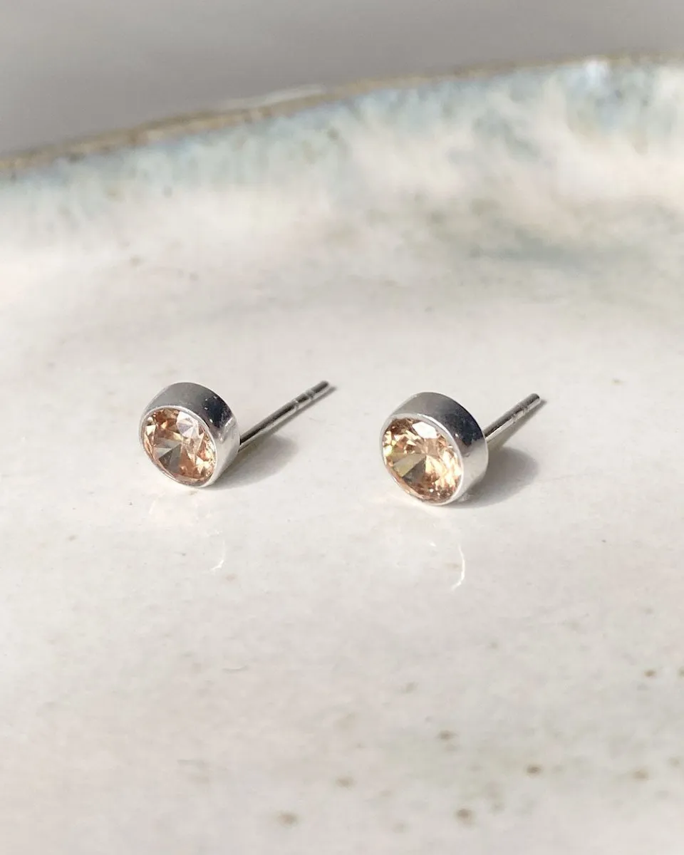 Champagne Citrine Studs