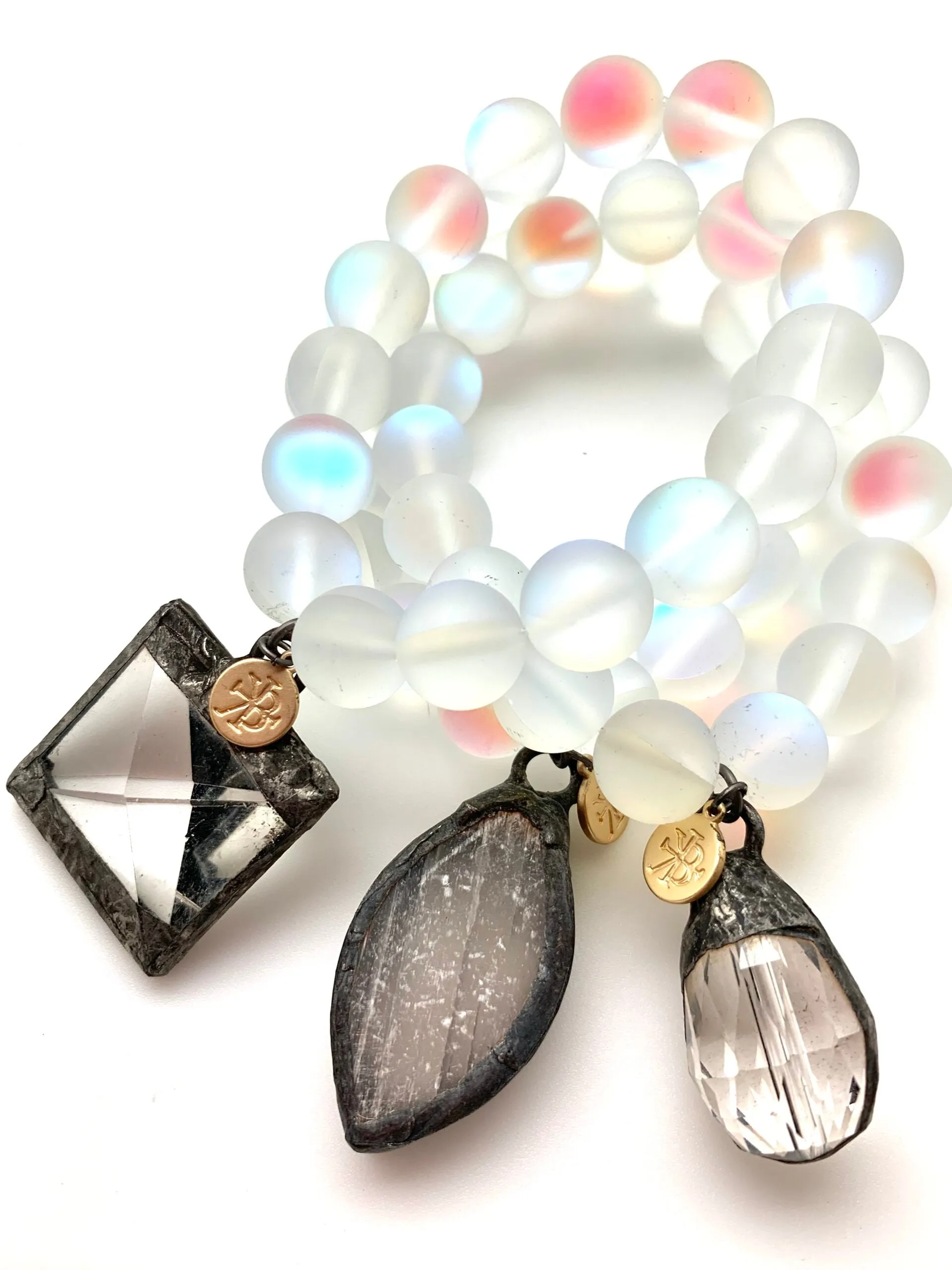 Crystal Charm Moonstone Bracelet by Karli Buxton
