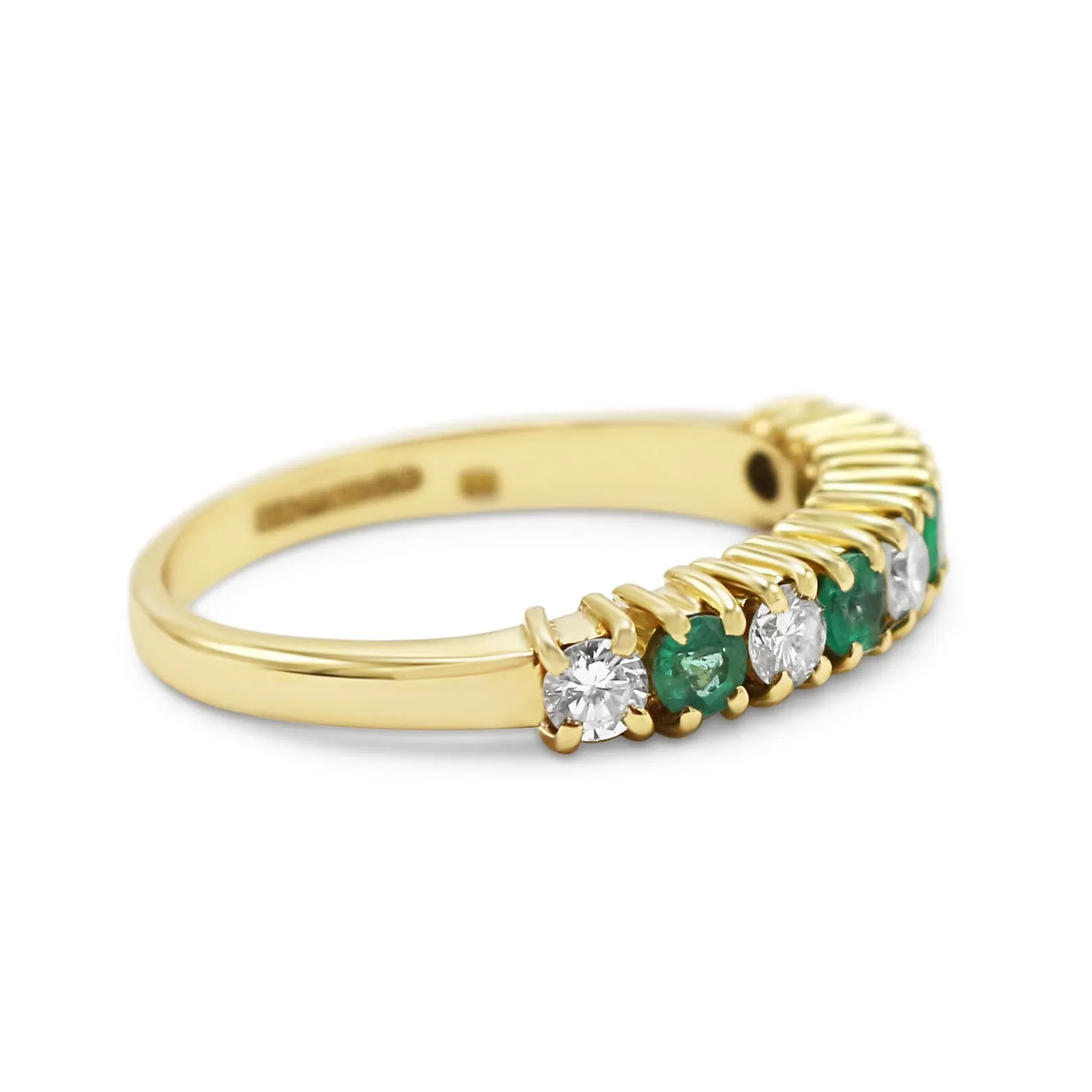 Diamond & Emerald 18ct Yellow Gold Half Hoop Ring