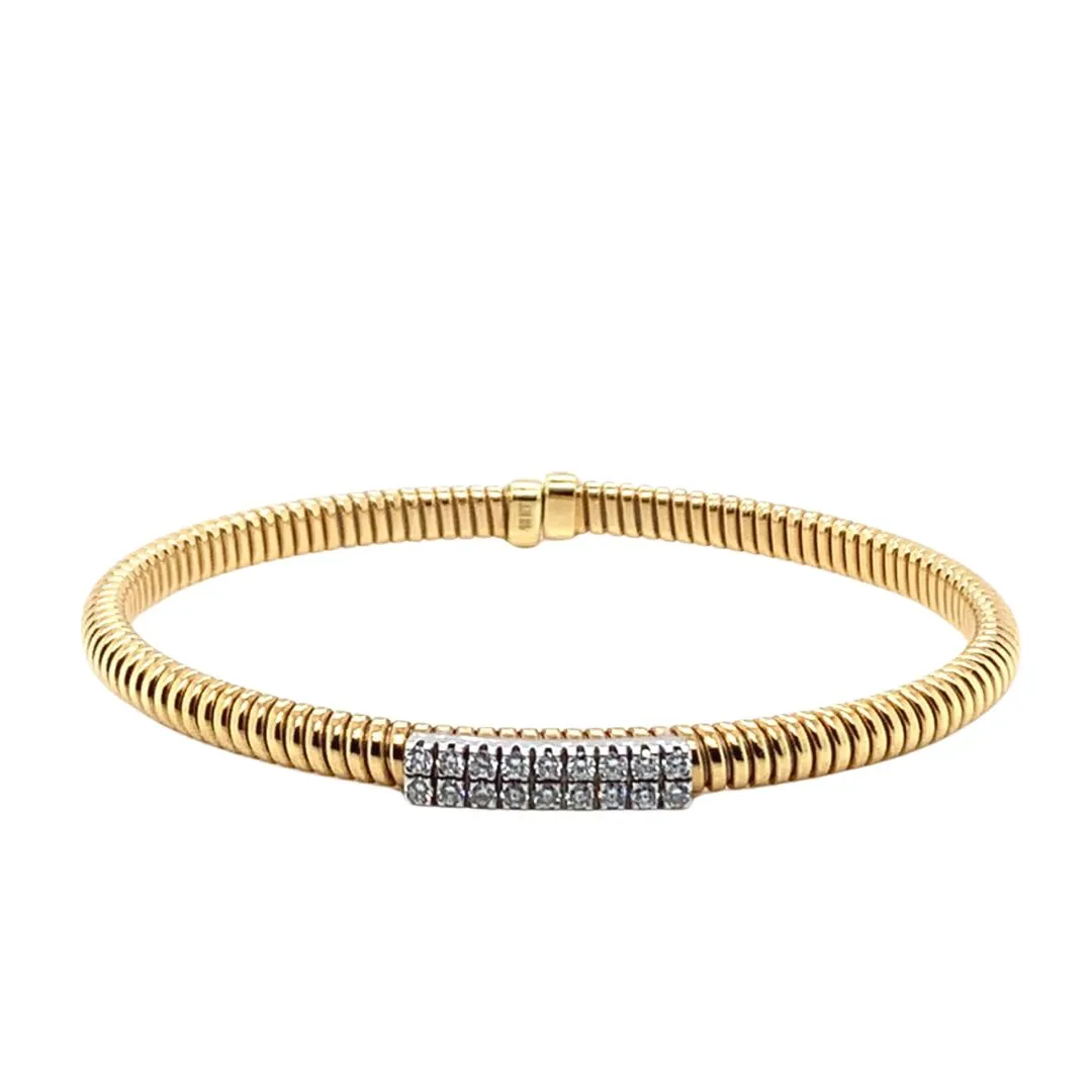 Diamond Double Bar Cuff Bangle Bracelet