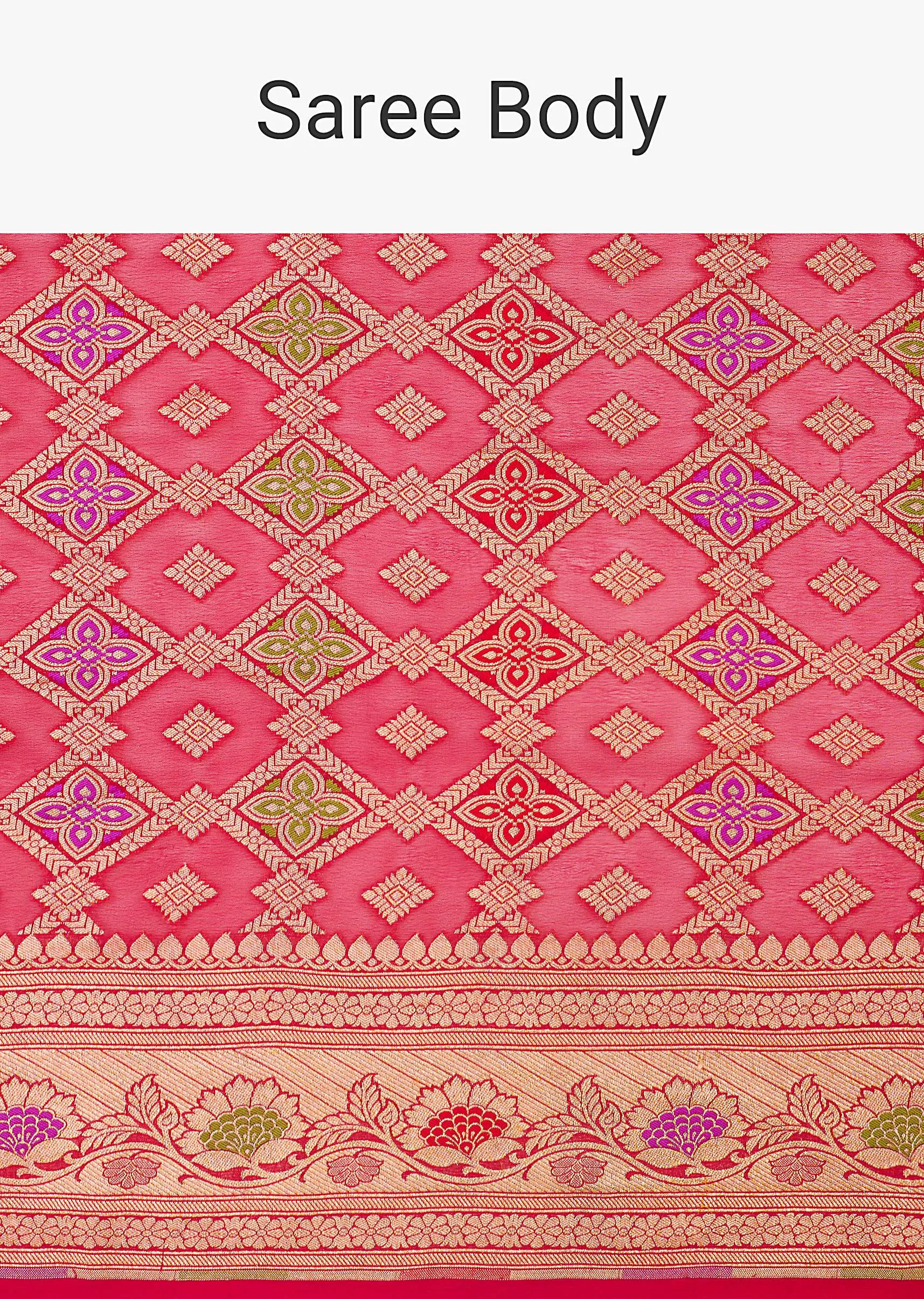 Enchanting Red Banarasi Khaddi Saree Set