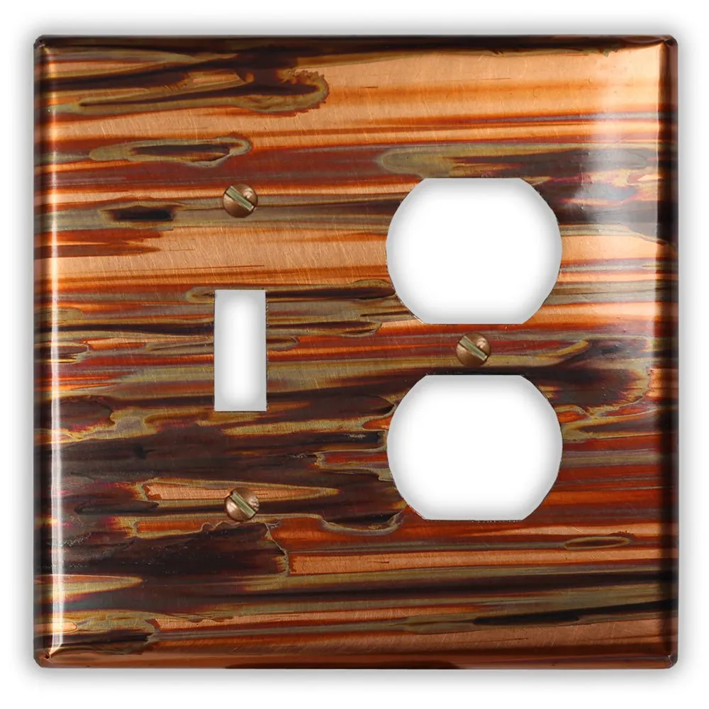 Enchantment Horizontal Copper - 1 Toggle / 1 Duplex Wallplate