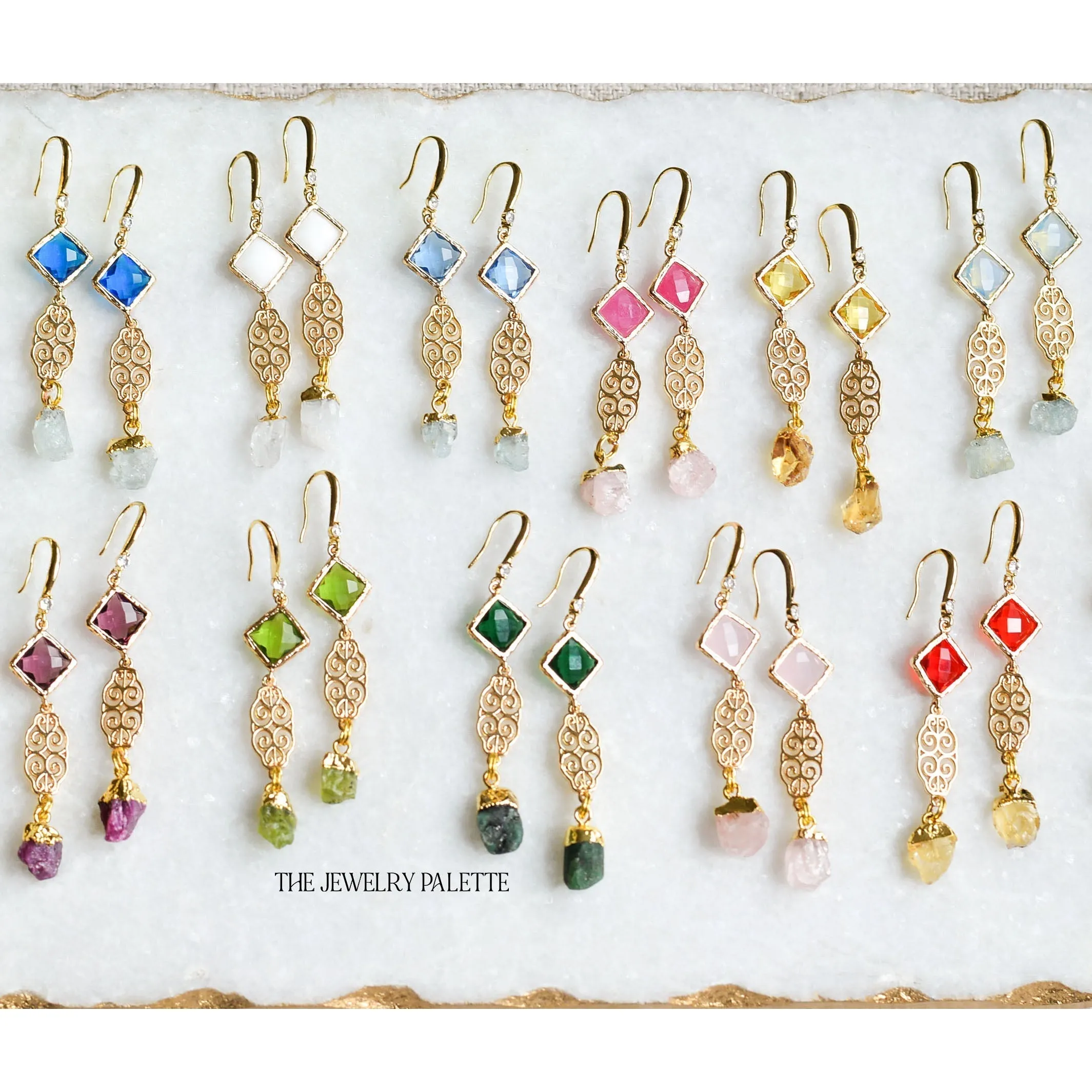 Farah citrine, filigree and yellow crystal earrings