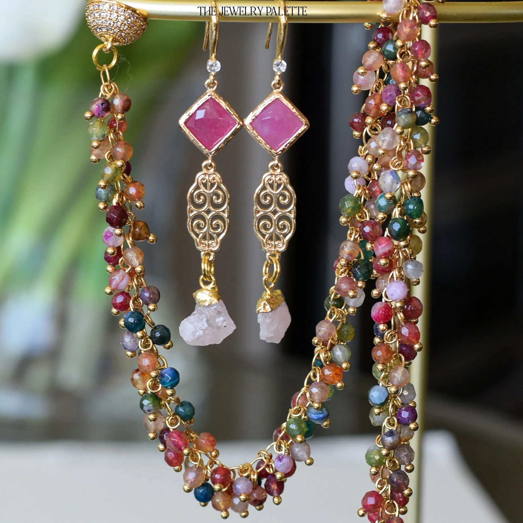 Farah citrine, filigree and yellow crystal earrings