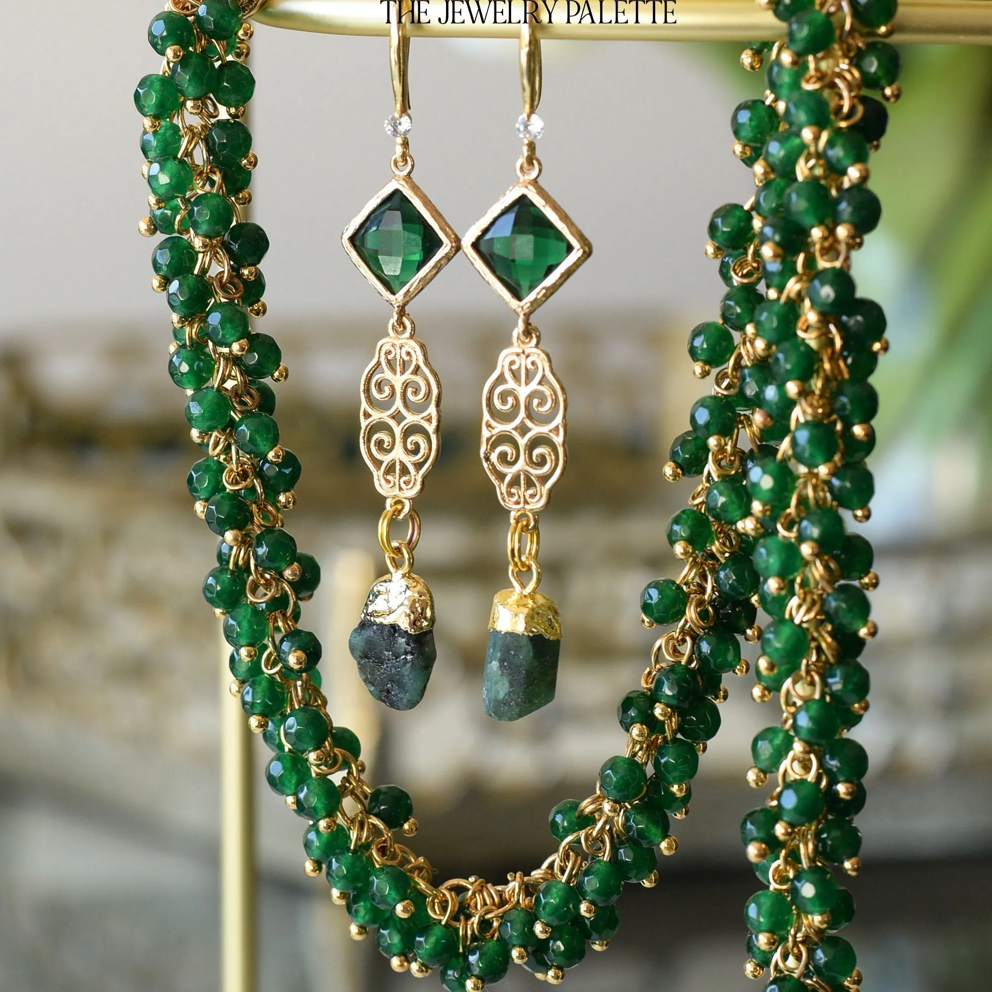 Farah citrine, filigree and yellow crystal earrings
