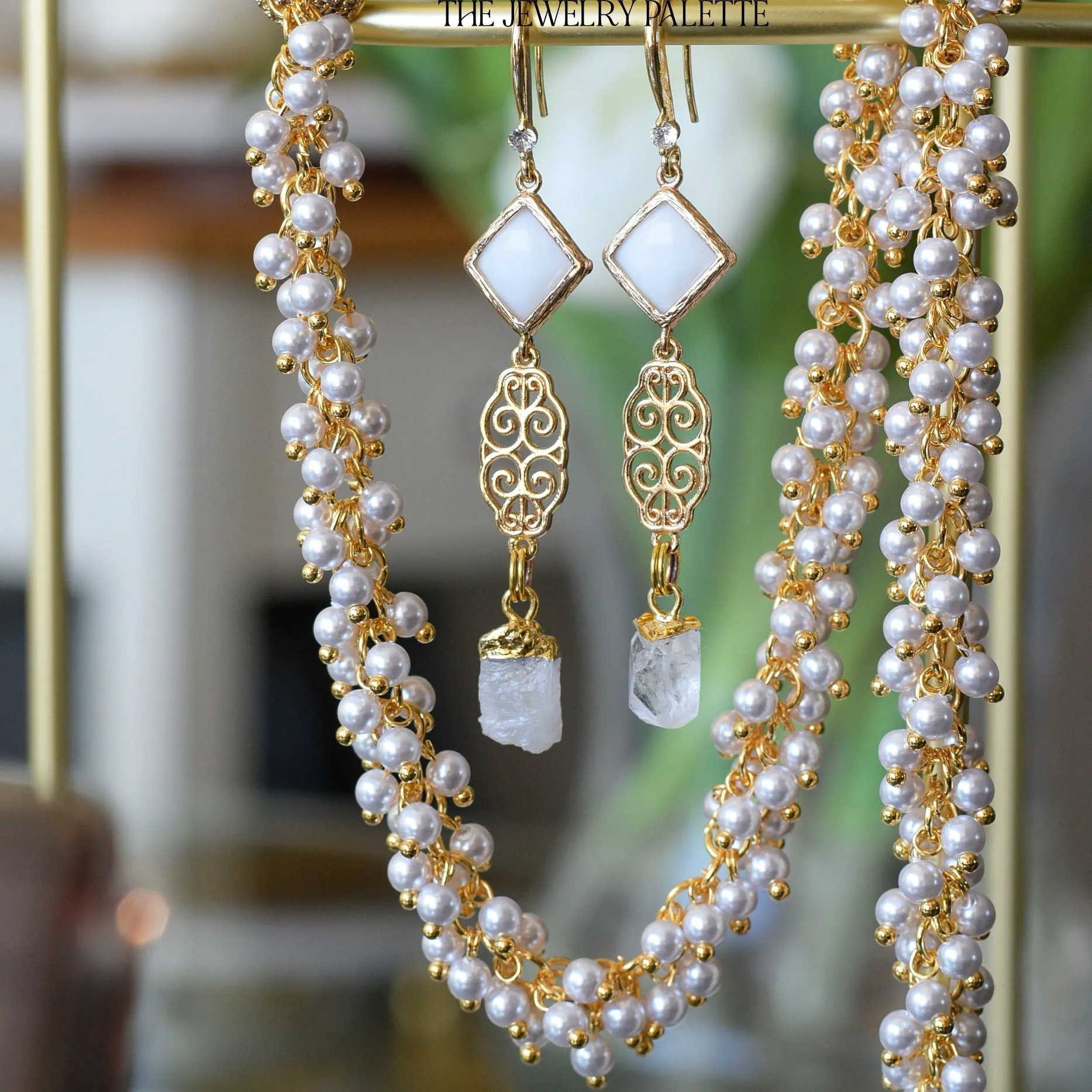 Farah citrine, filigree and yellow crystal earrings