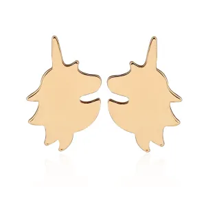 Gold Colored Unicorn Earrings