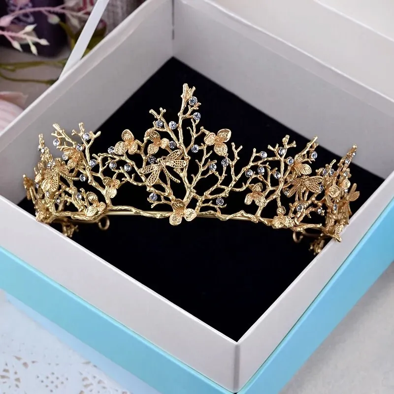 Gold leaf Tiara Crown greek vine King Queen headdress woodland diadem