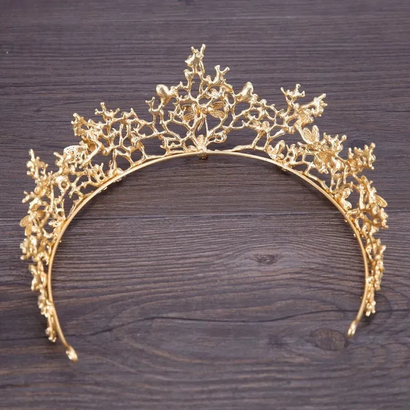 Gold leaf Tiara Crown greek vine King Queen headdress woodland diadem