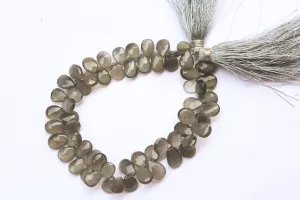 Grey Moonstone Pear Briolette Faceted | 7x10mm | 8 inch strand | 60 Pieces | Side Drill | Moonstone Sheen | For Jewelry making