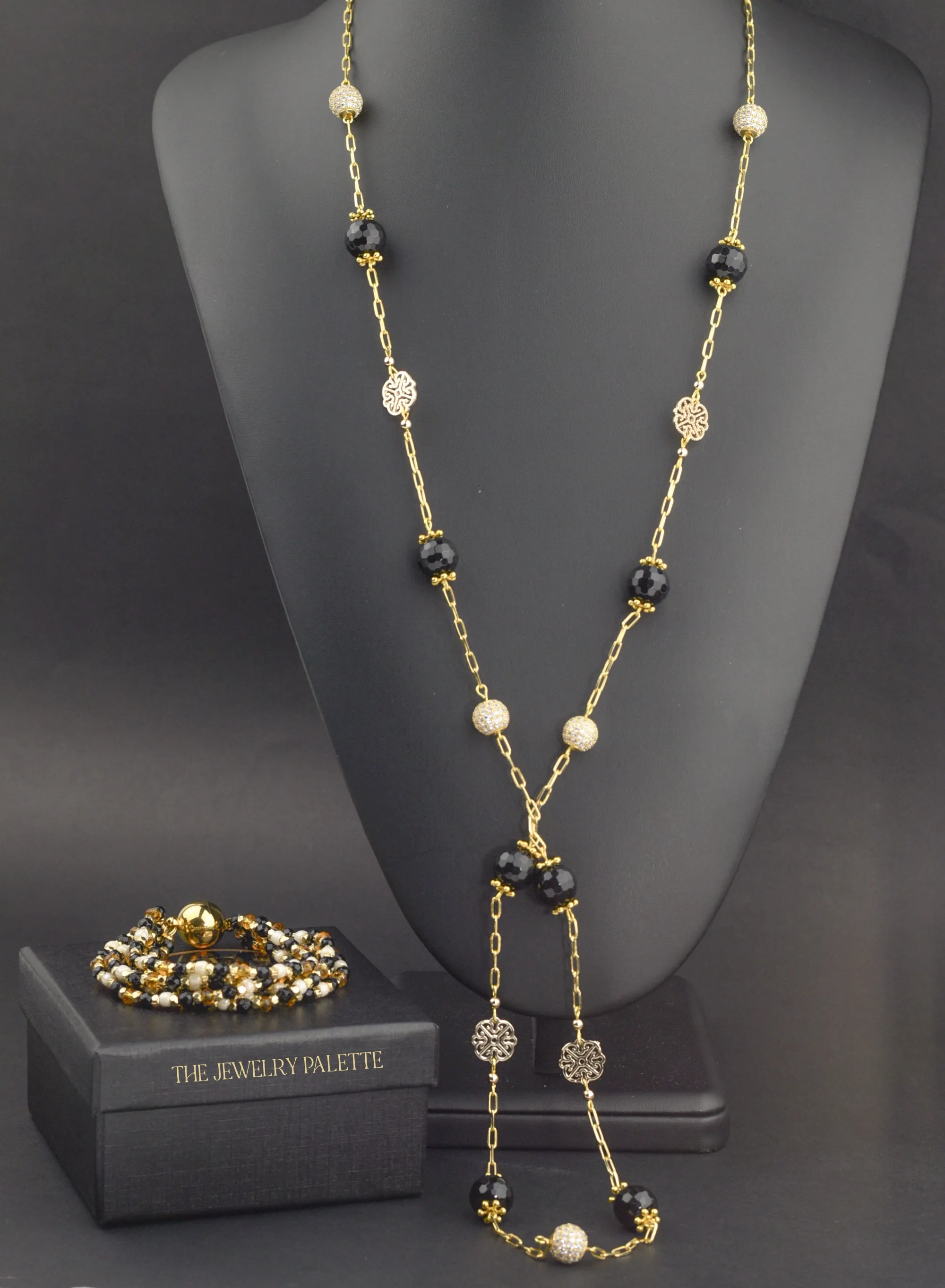 Hajr multitier black and gold bracelet