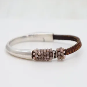 Hand Stitched Small Chocolate Moonstone Bracelet