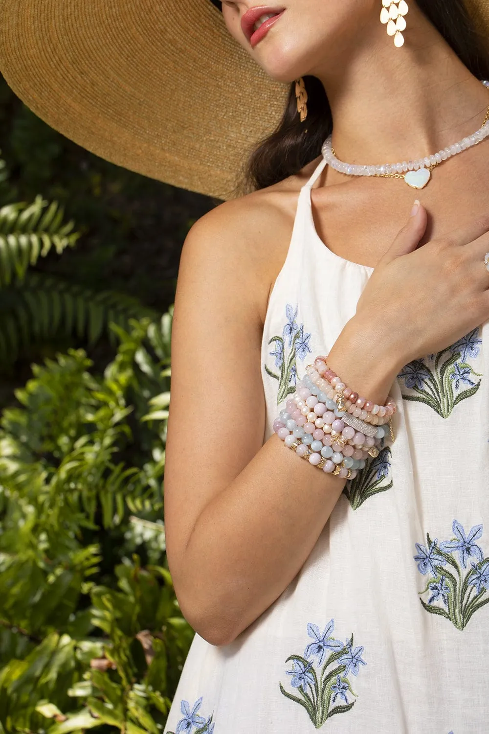 Lucky Cat Peach Moonstone Bead Bracelet