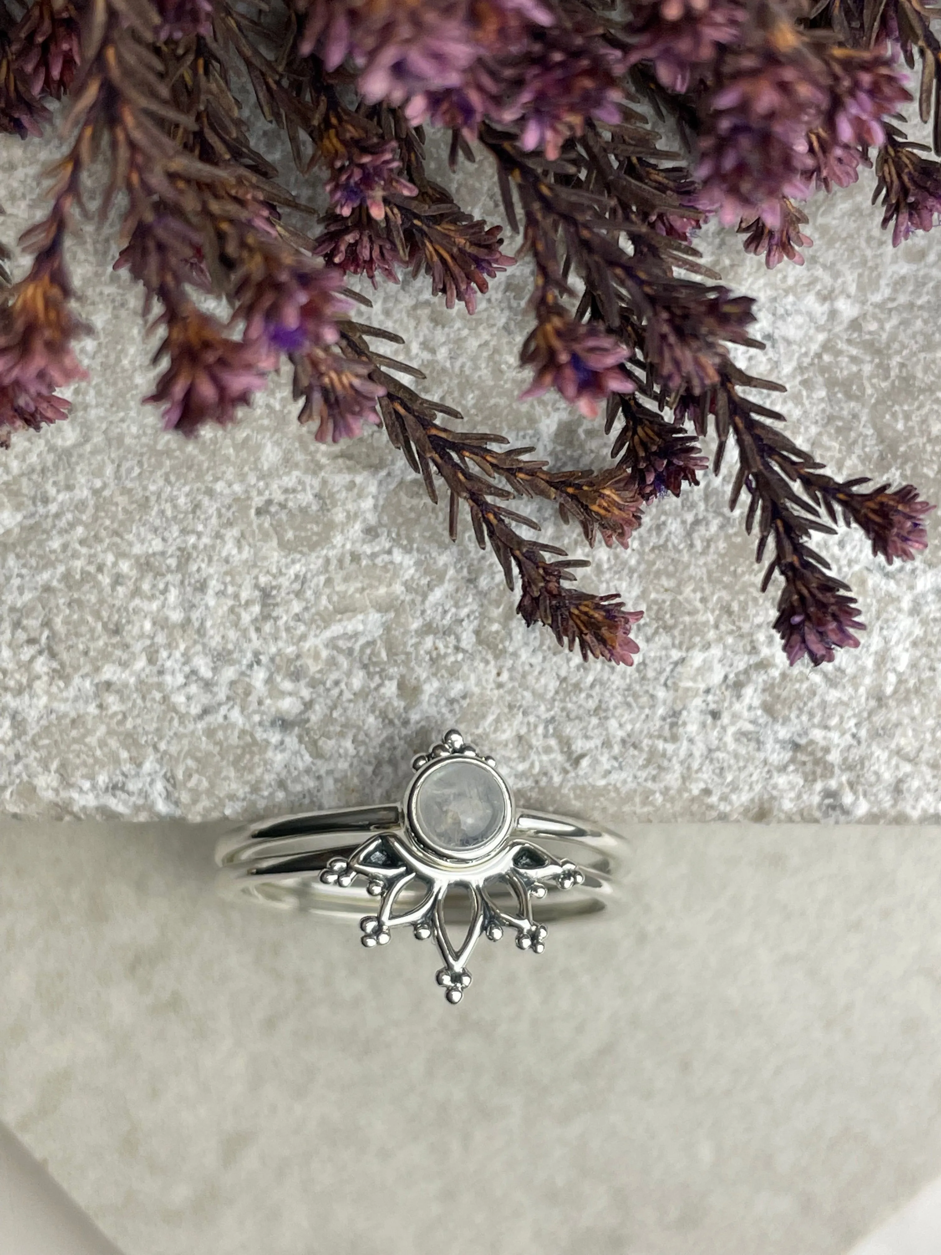 Moonstone Boho Ring Pair