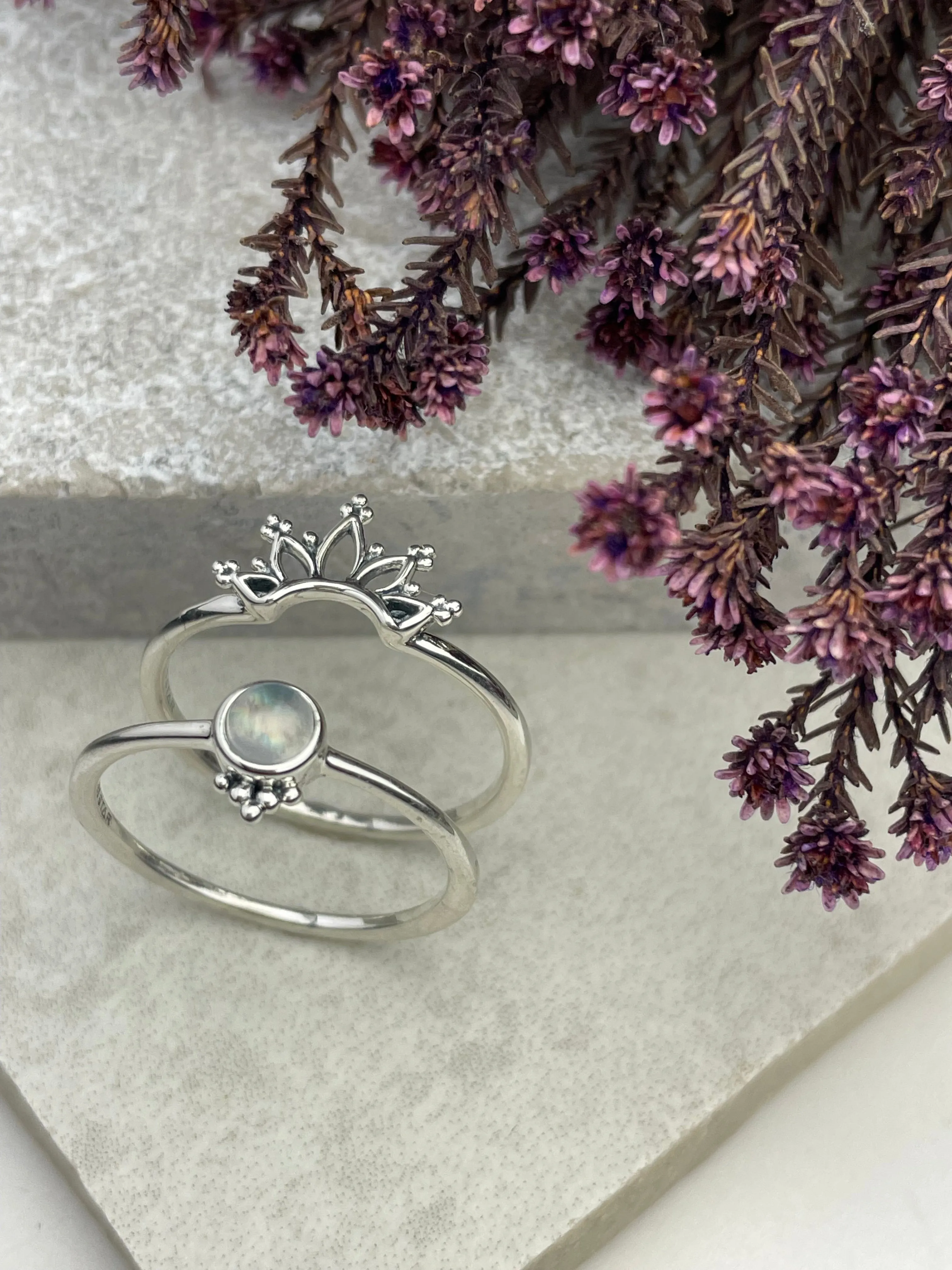 Moonstone Boho Ring Pair