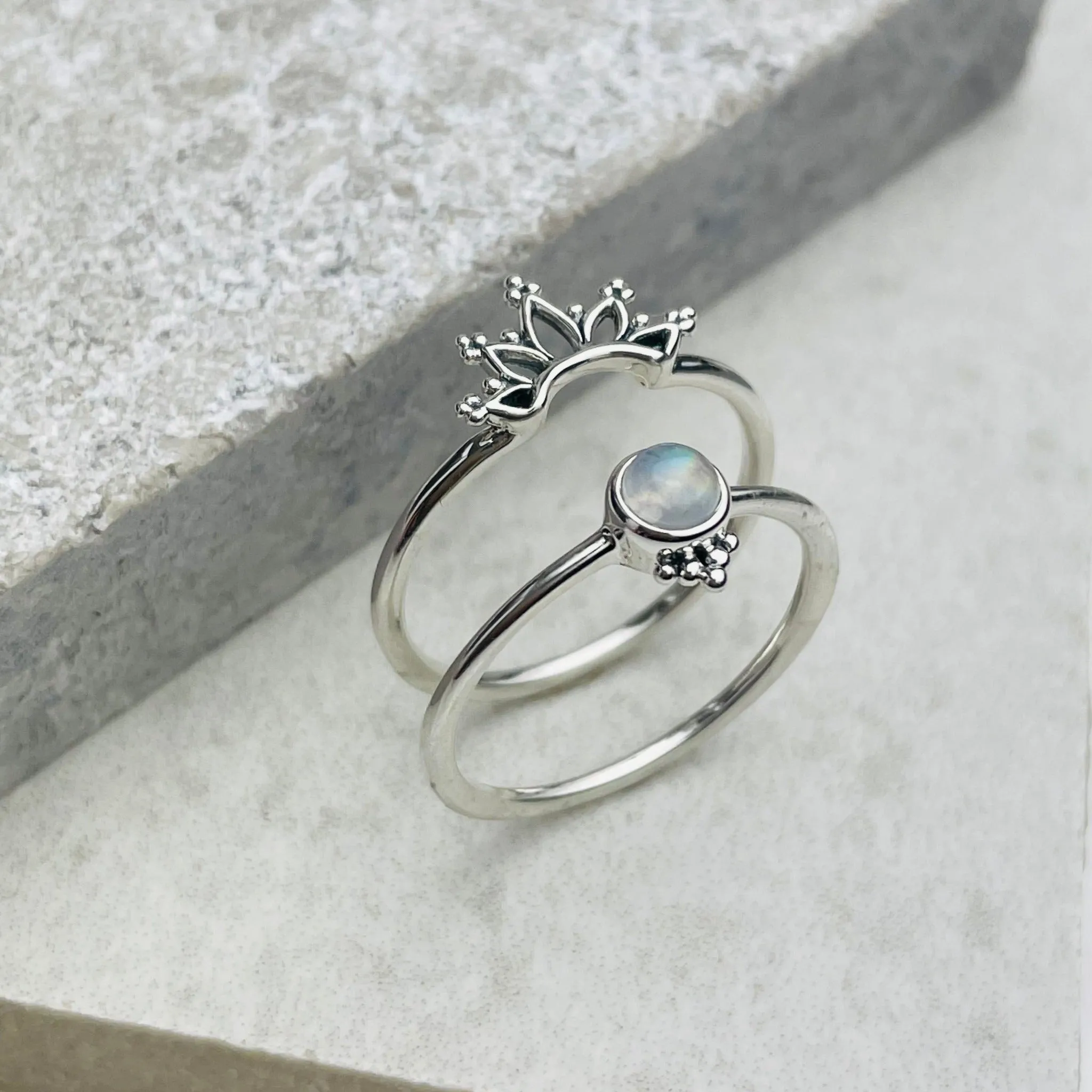 Moonstone Boho Ring Pair
