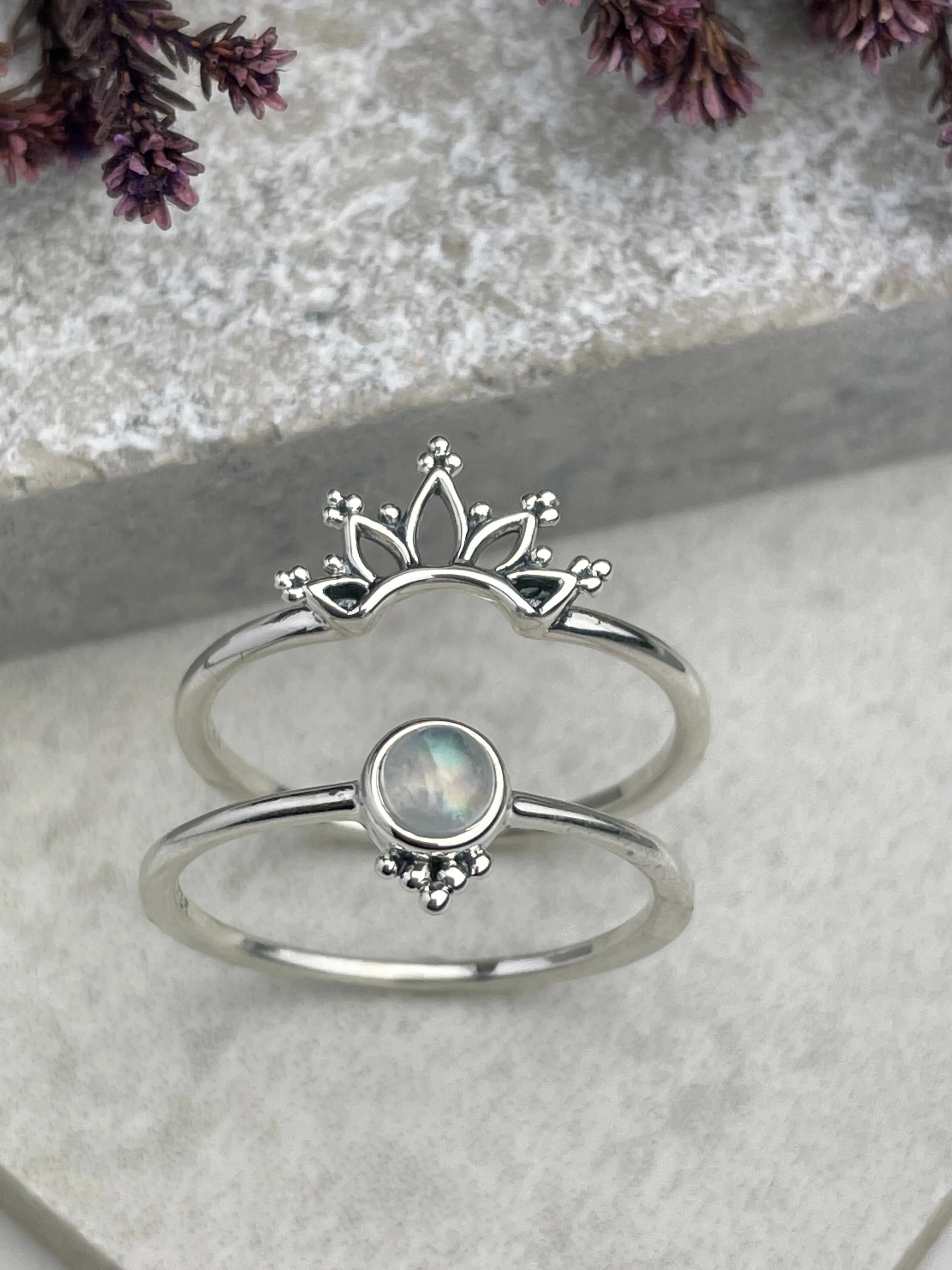 Moonstone Boho Ring Pair