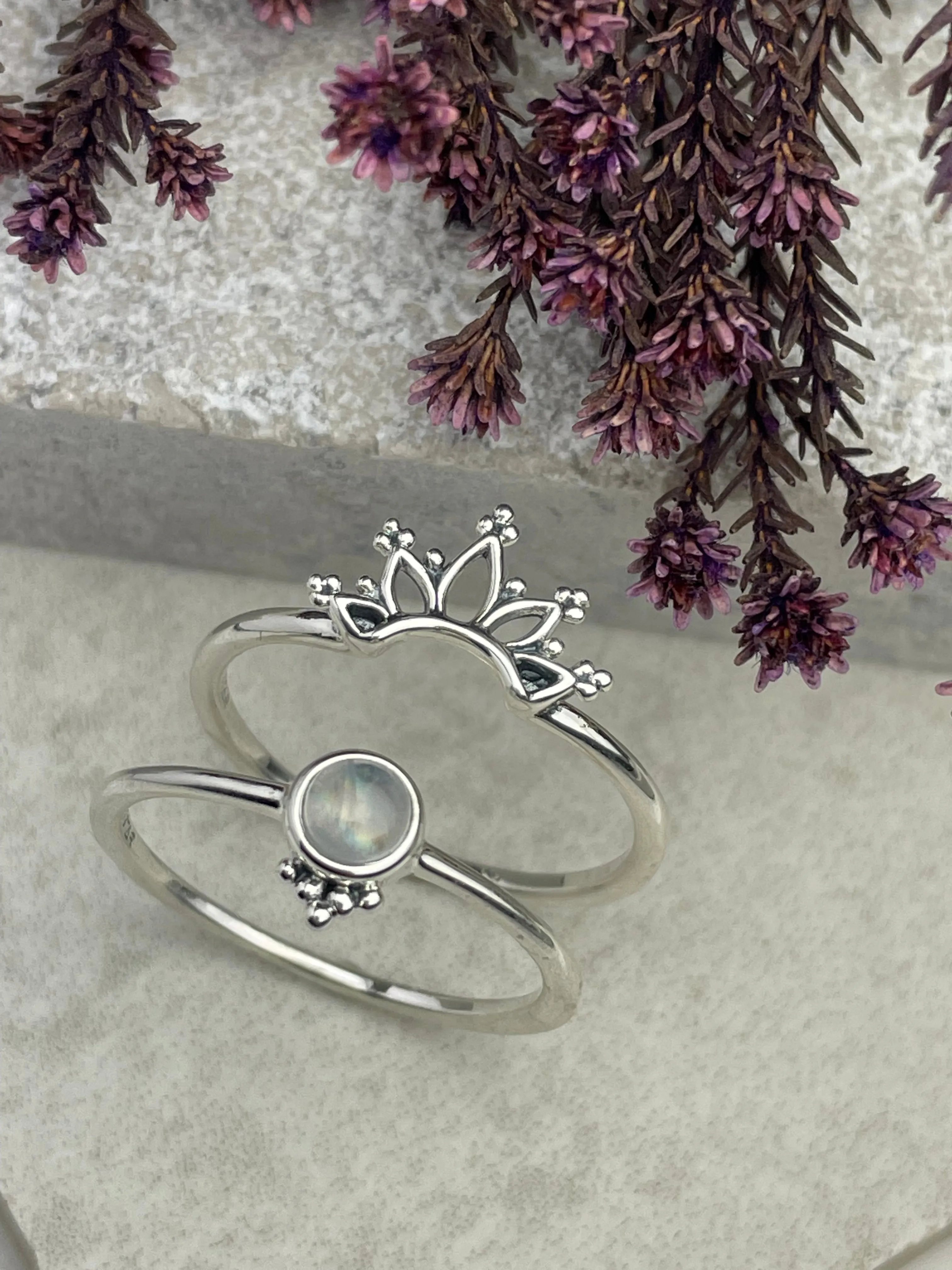 Moonstone Boho Ring Pair