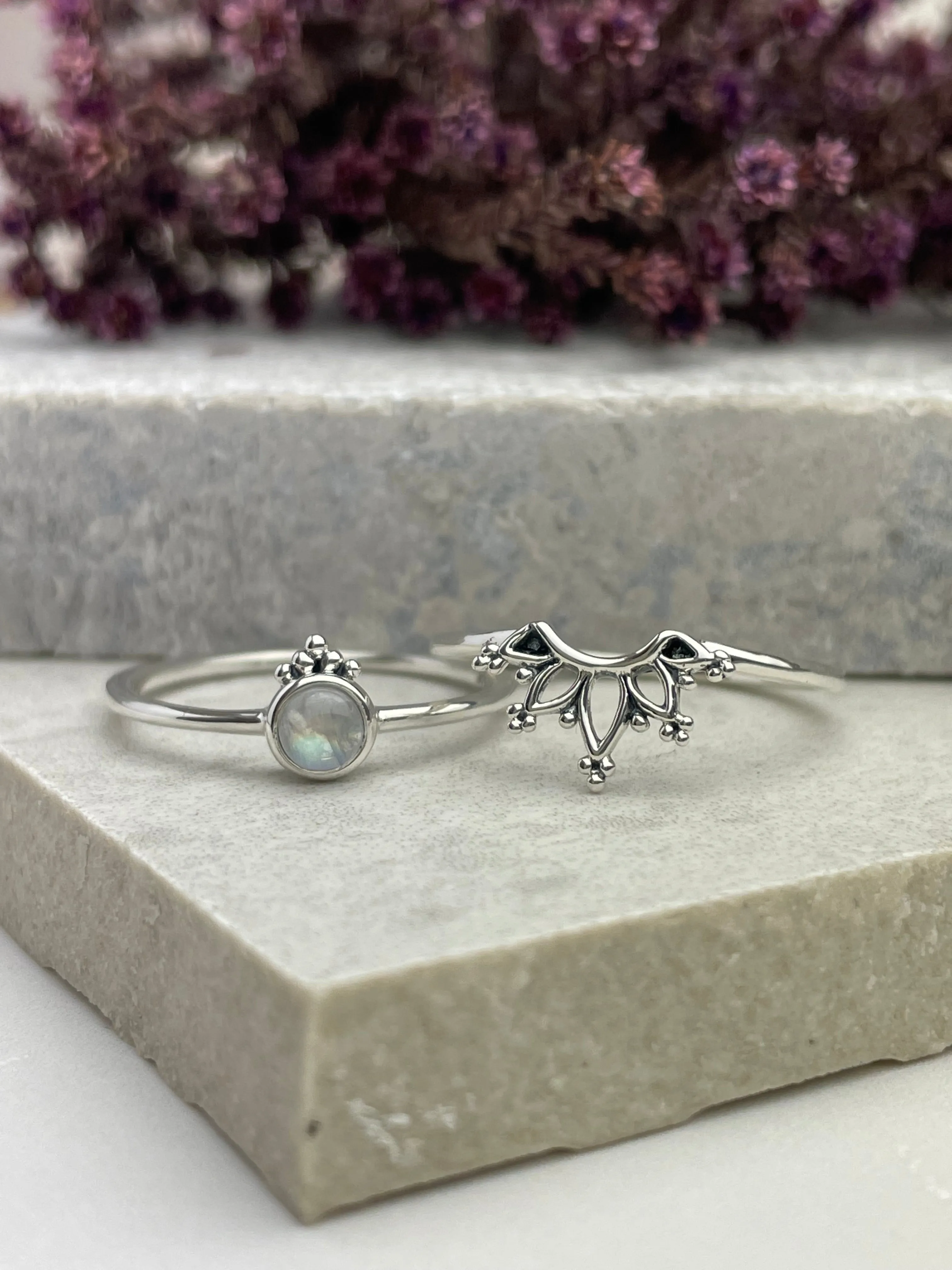 Moonstone Boho Ring Pair