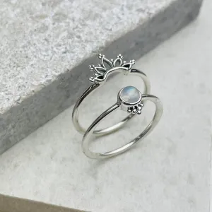 Moonstone Boho Ring Pair