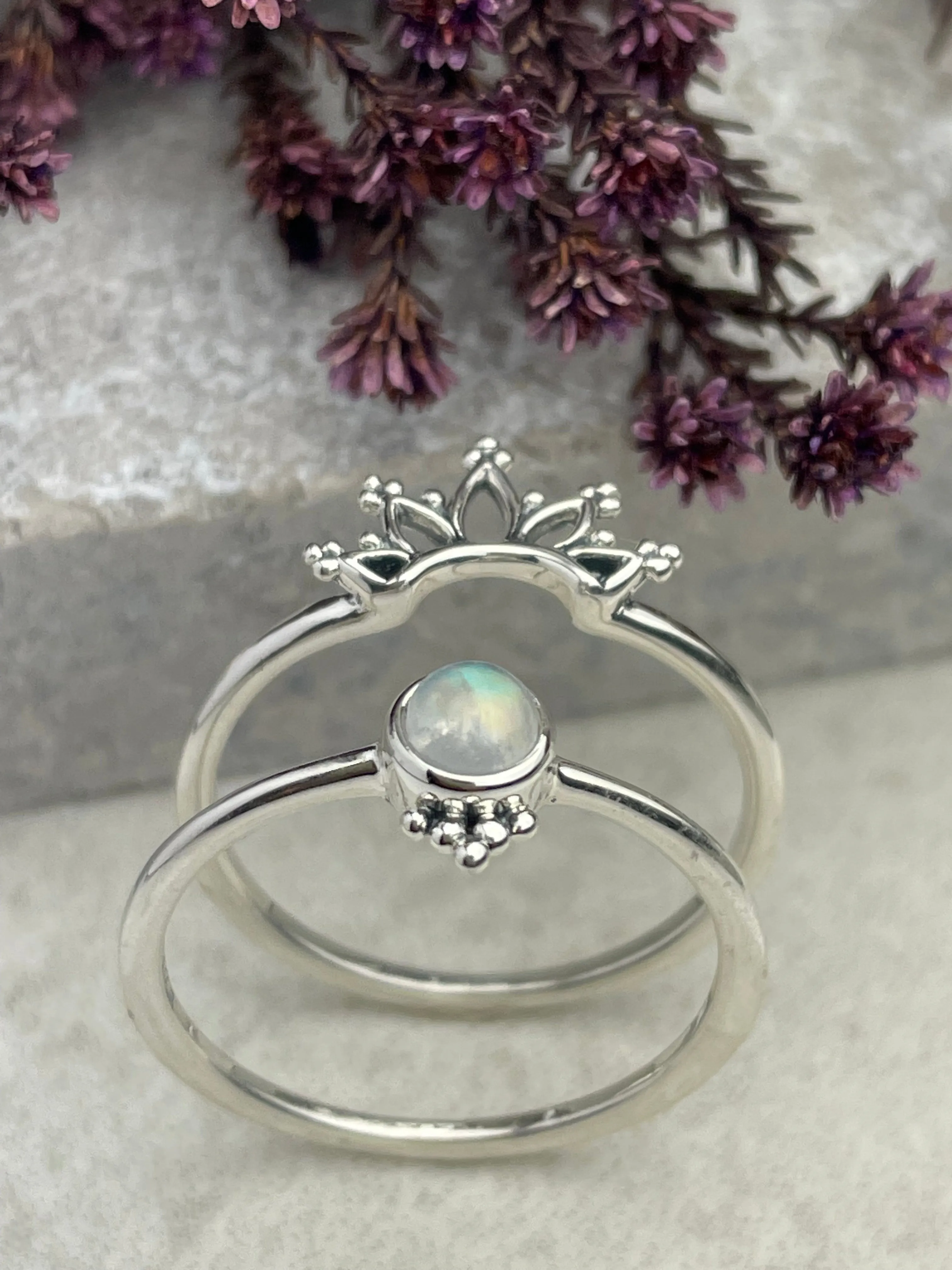 Moonstone Boho Ring Pair