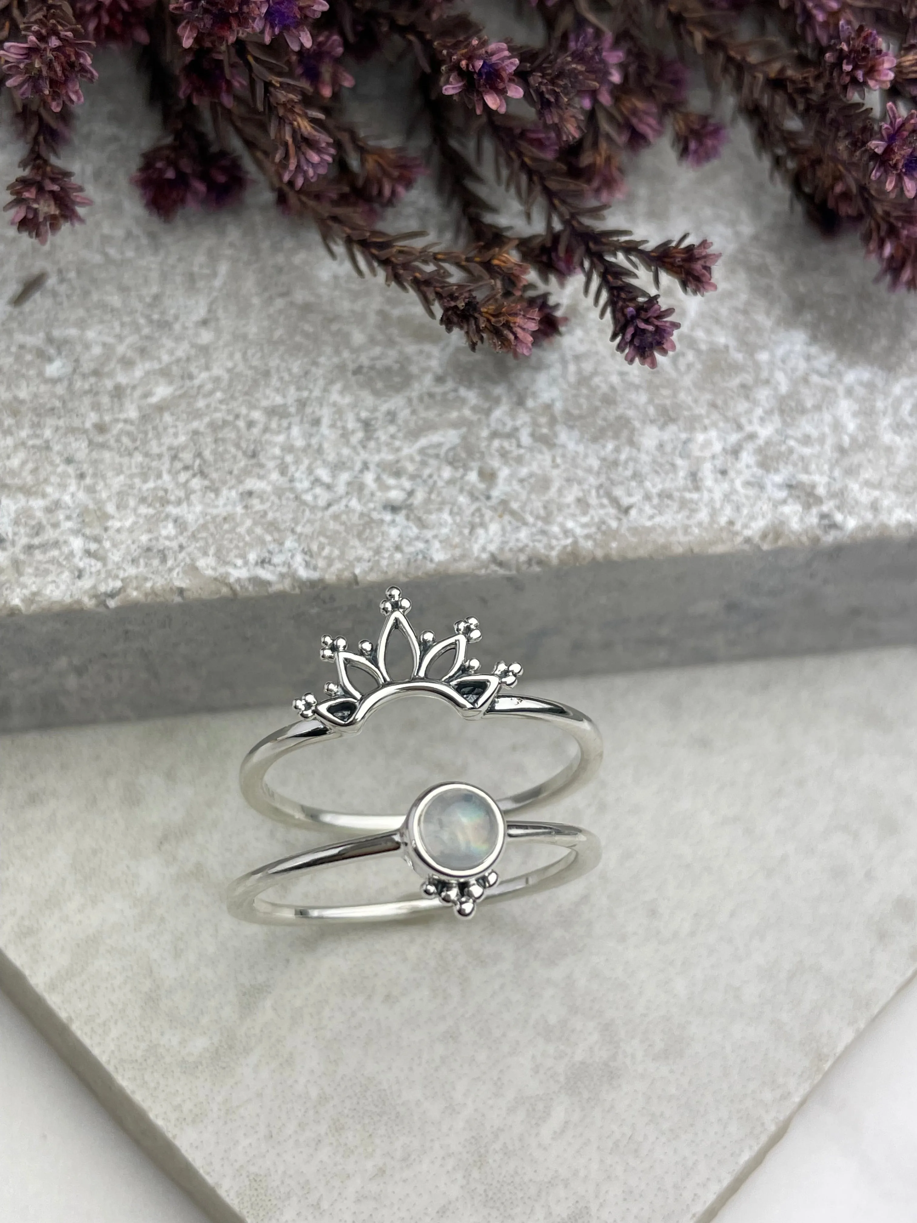 Moonstone Boho Ring Pair