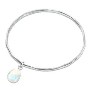Moonstone Charm Bangle | Silver - June
