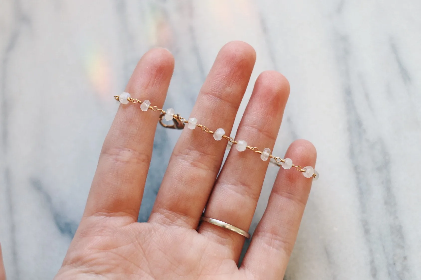 Moonstone Rosary Beaded Bracelet