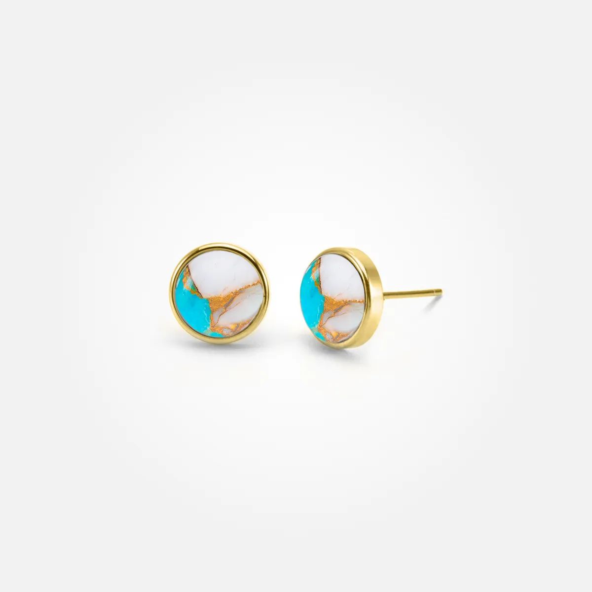 Opal Turquoise Copper Stone Ear Studs (Round)