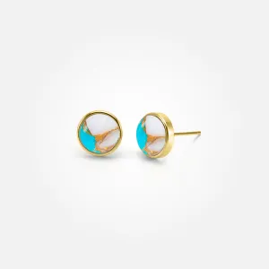 Opal Turquoise Copper Stone Ear Studs (Round)